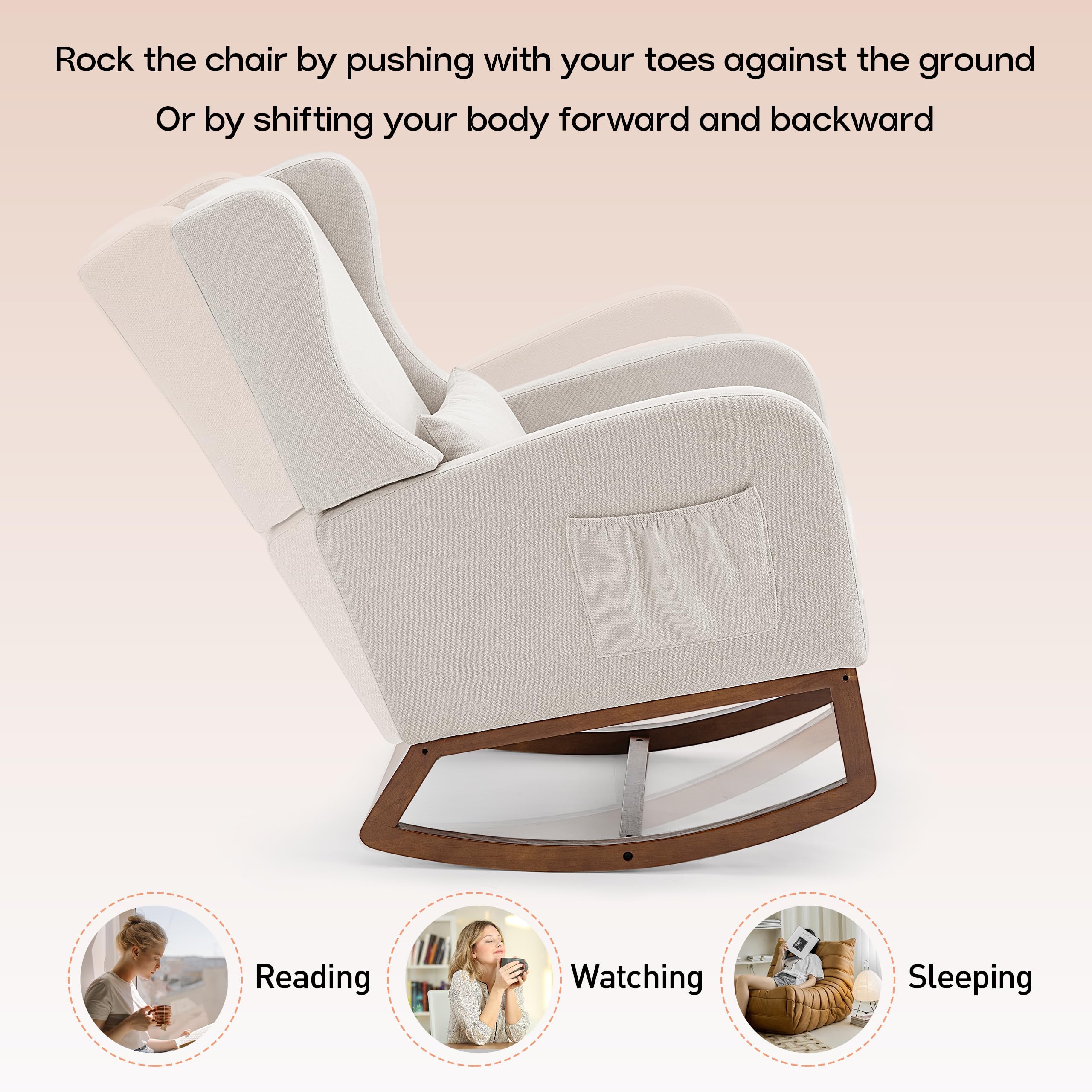 Nursery Glider Rocking Chair with Footrest