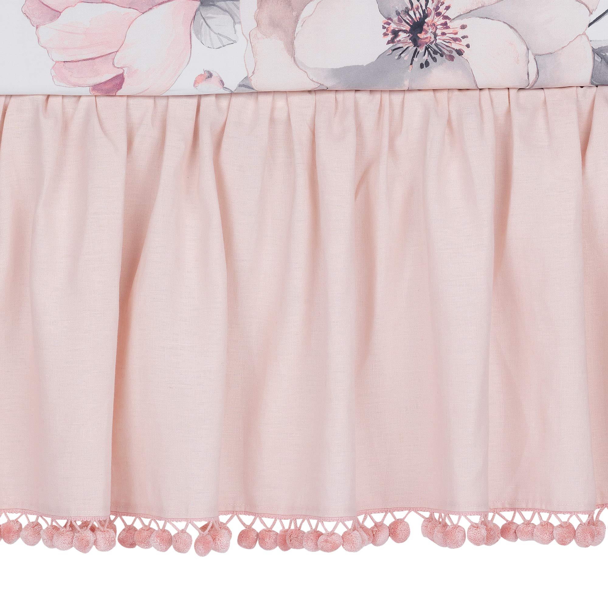 4-Piece Watercolor Floral Crib Bedding Set - Pink & Gray
