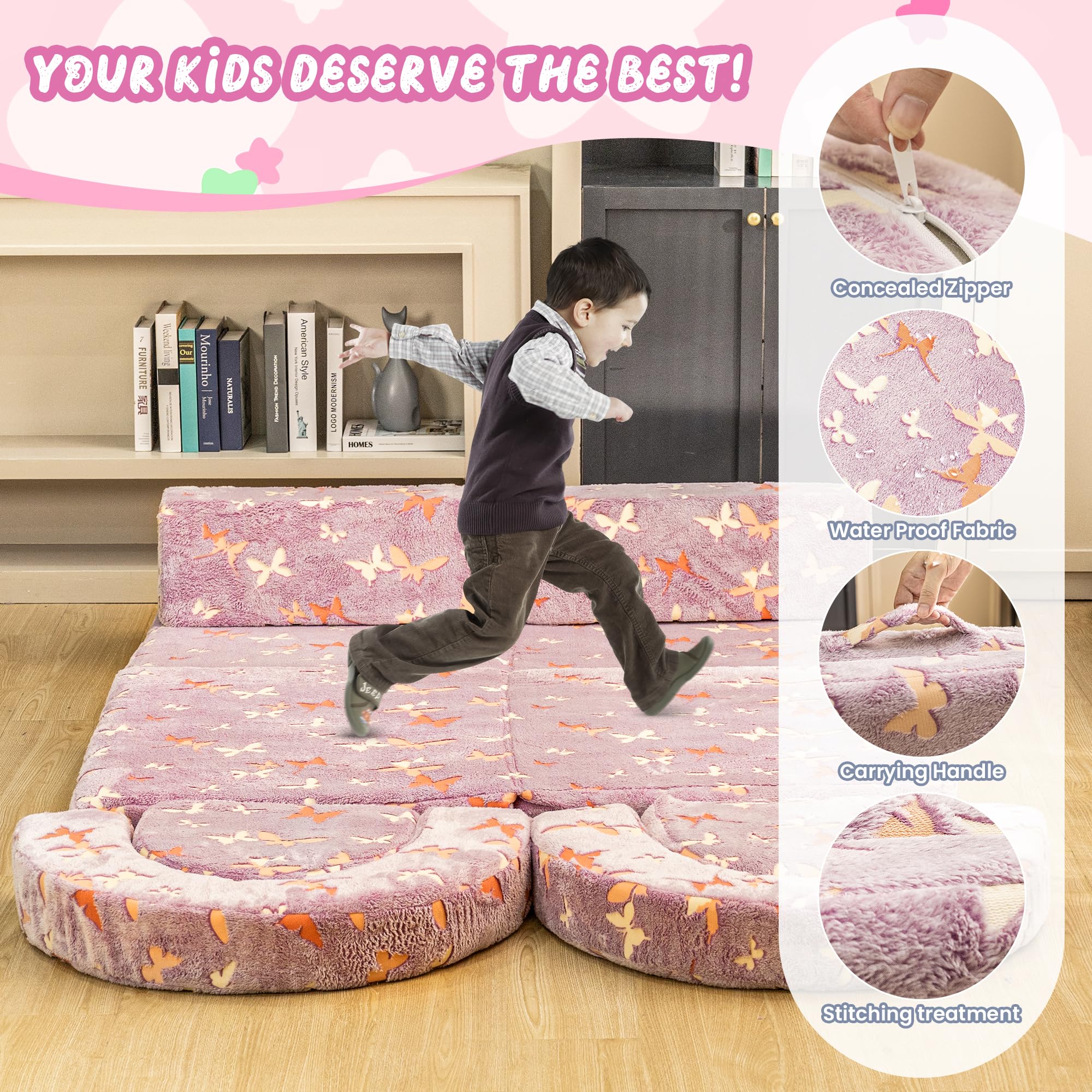 10-Piece Modular Kids Play Couch with Glow Feature