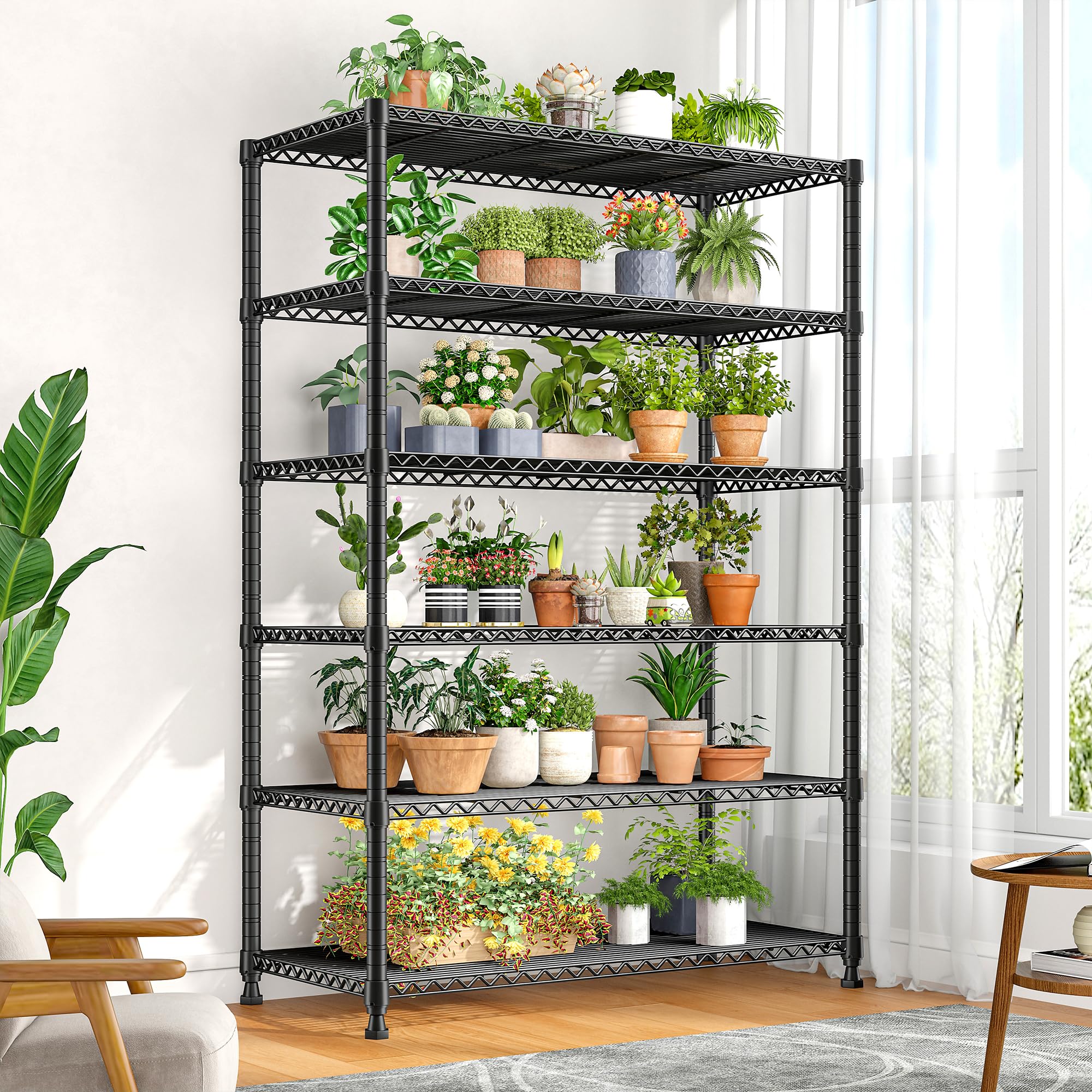 75" H Metal Shelving 6 Tier Storage Shelf Adjustable Kitchen