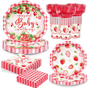 150pcs Strawberry Baby Shower Plates Napkins Party Supplis Disposable Paper