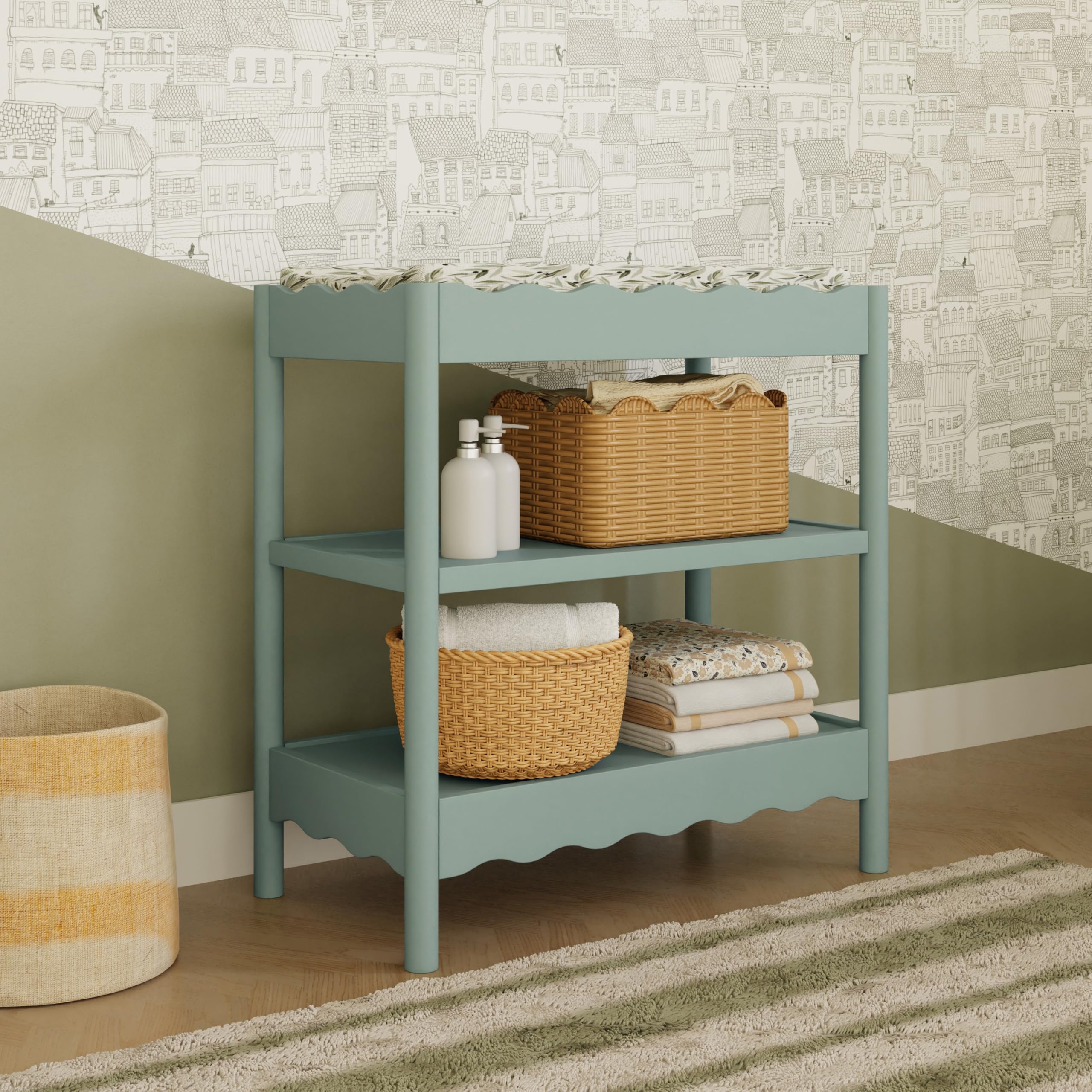 Modern Changing Table with Shelves