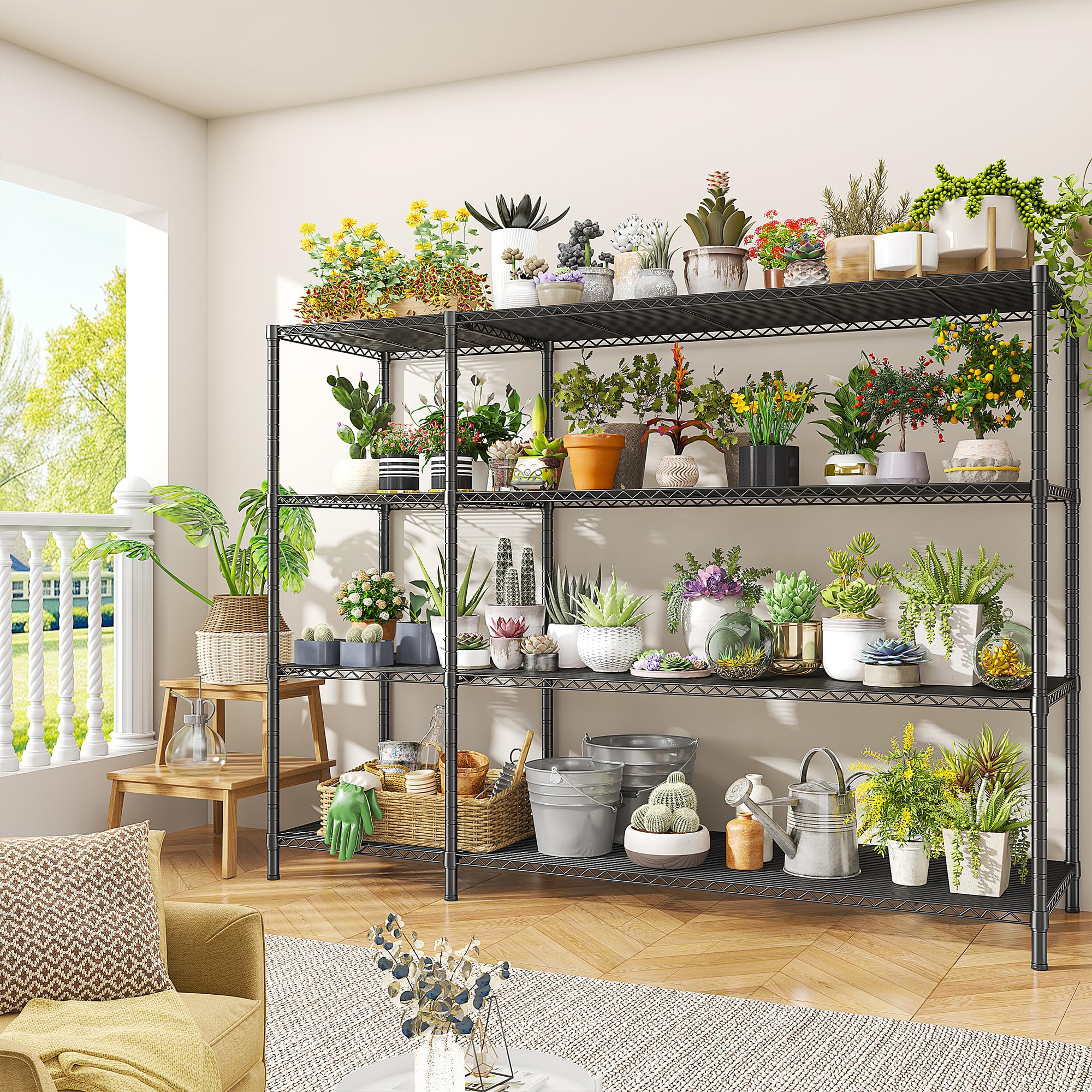 52.36''W Storage Shelves Metal Shelving Unit Load