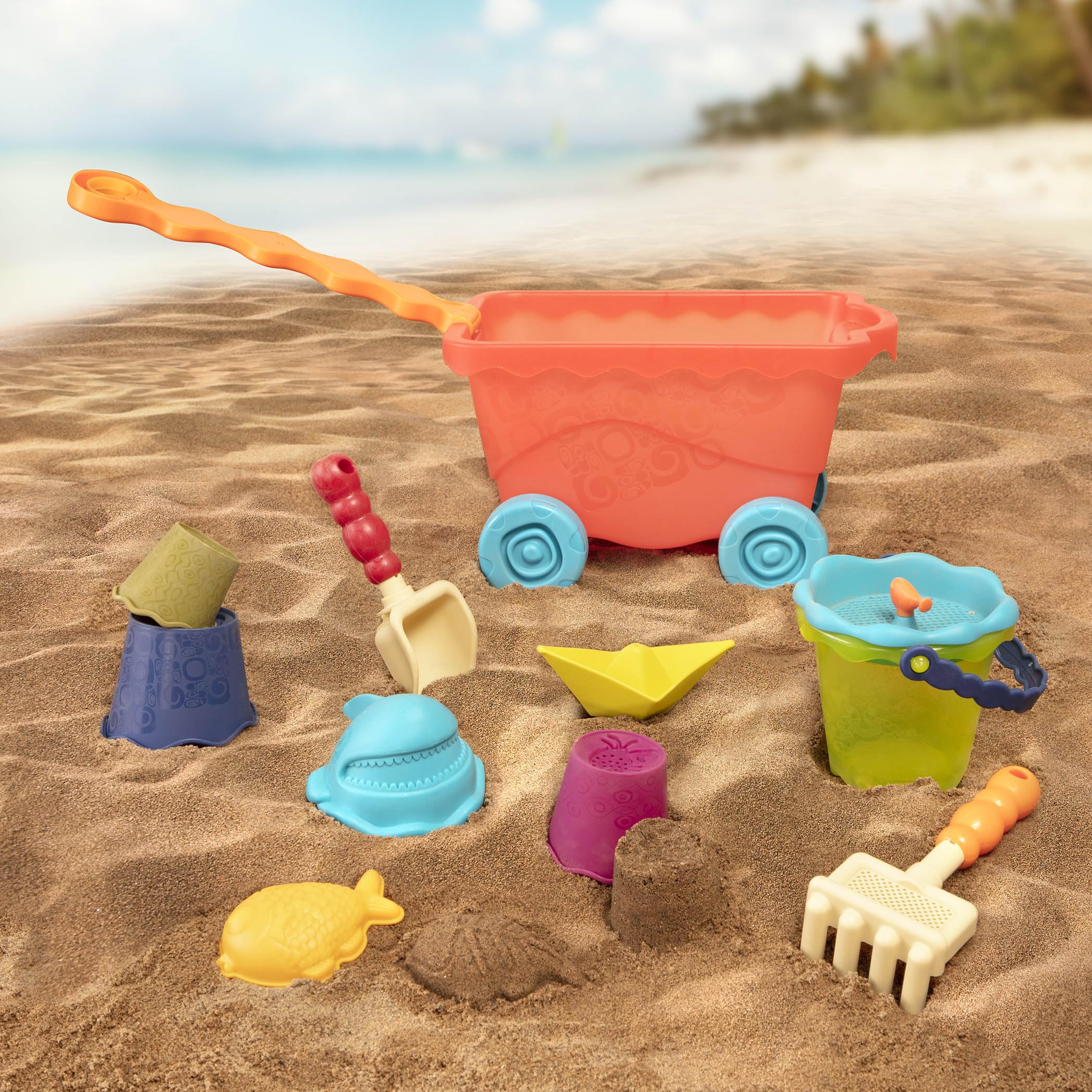 Wavy – Wagon – Red – Water Play – Travel Beach Buggy – 11 Funky Sand Toys