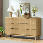 Fluted 6 Drawers Dresser for Bedroom, Wide Modern Chest