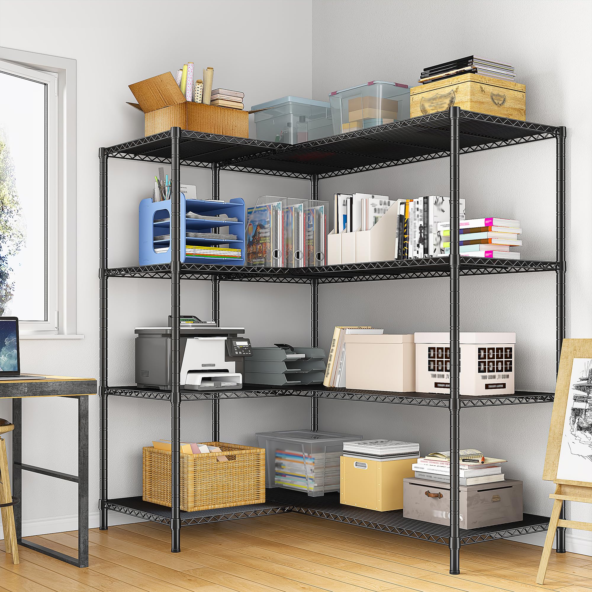 52.36''W Storage Shelves Metal Shelving Unit Load