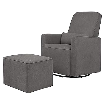 Olive Upholstered Swivel Glider with Bonus Ottoman