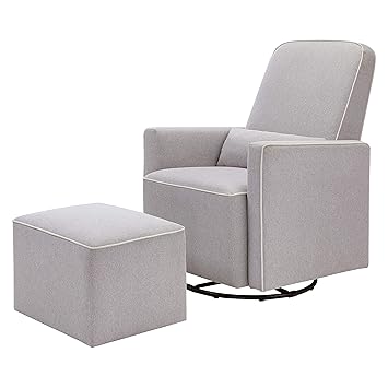 Olive Upholstered Swivel Glider with Bonus Ottoman