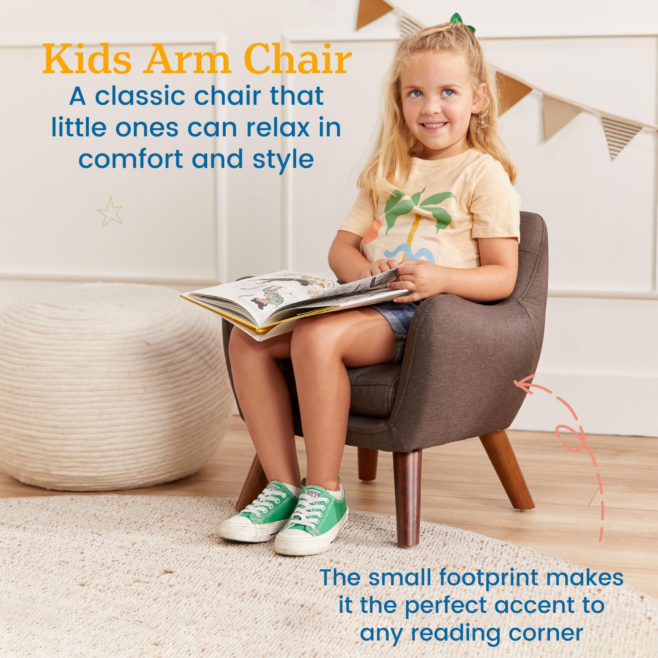 Kids Upholstered Armchair with Removable Legs