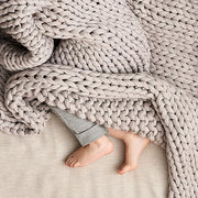 Hand-Knit Kids Weighted Blanket - Chunky Knit Blanket - Sustainable