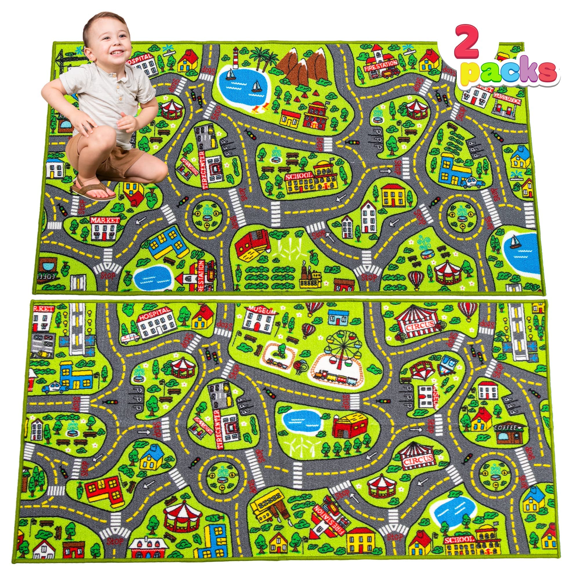 Play Mat 80 x 150 cm for Children from 3 Years Old Large Circuit Mat for Games Room