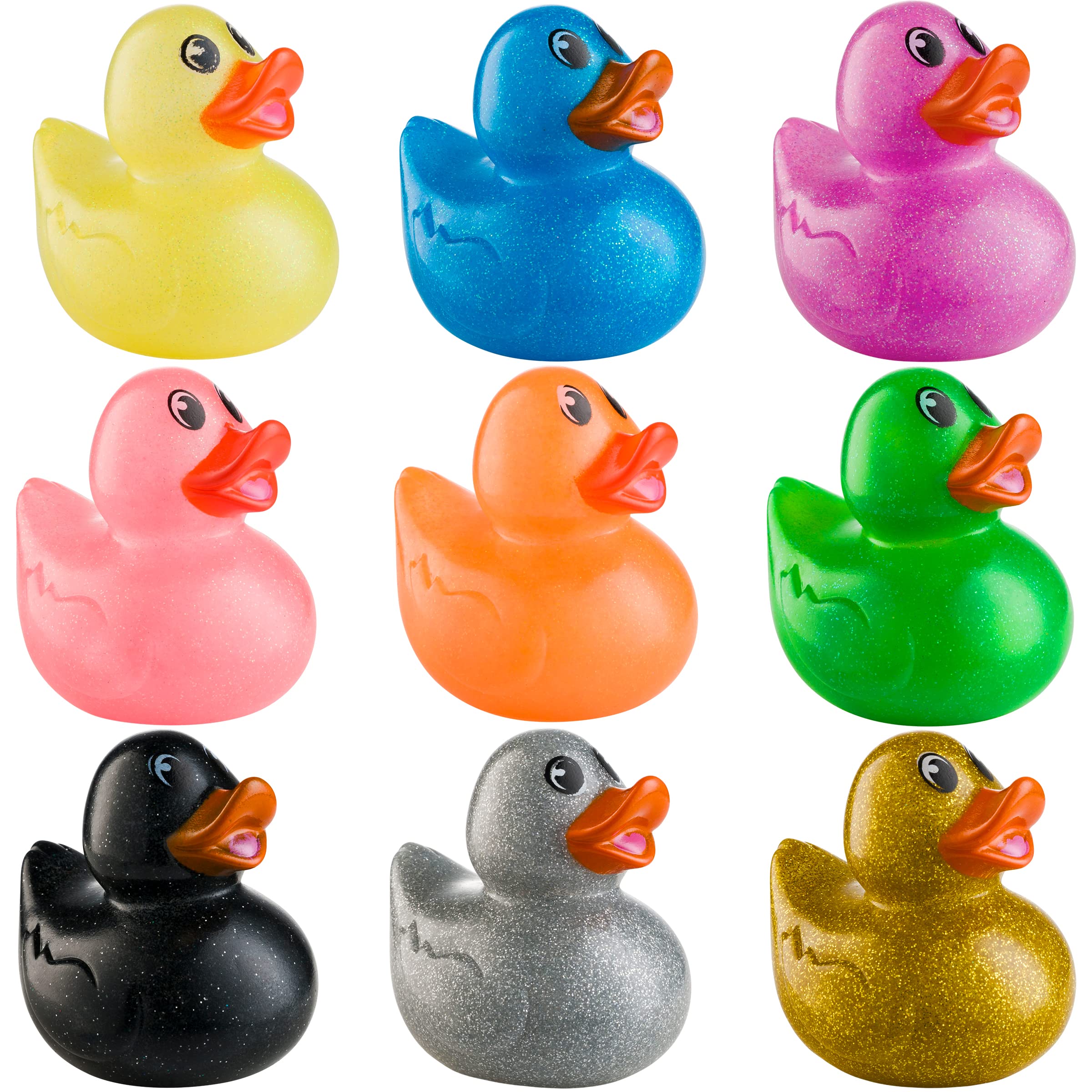 Bedwina Glitter Rubber Ducks in Bulk - (Pack of 600) Assorted 2-inch Duck Toys for Baby Shower Rubber Duckies, Mini Ducks Bath Toy, Birthday Party Favors Ducks