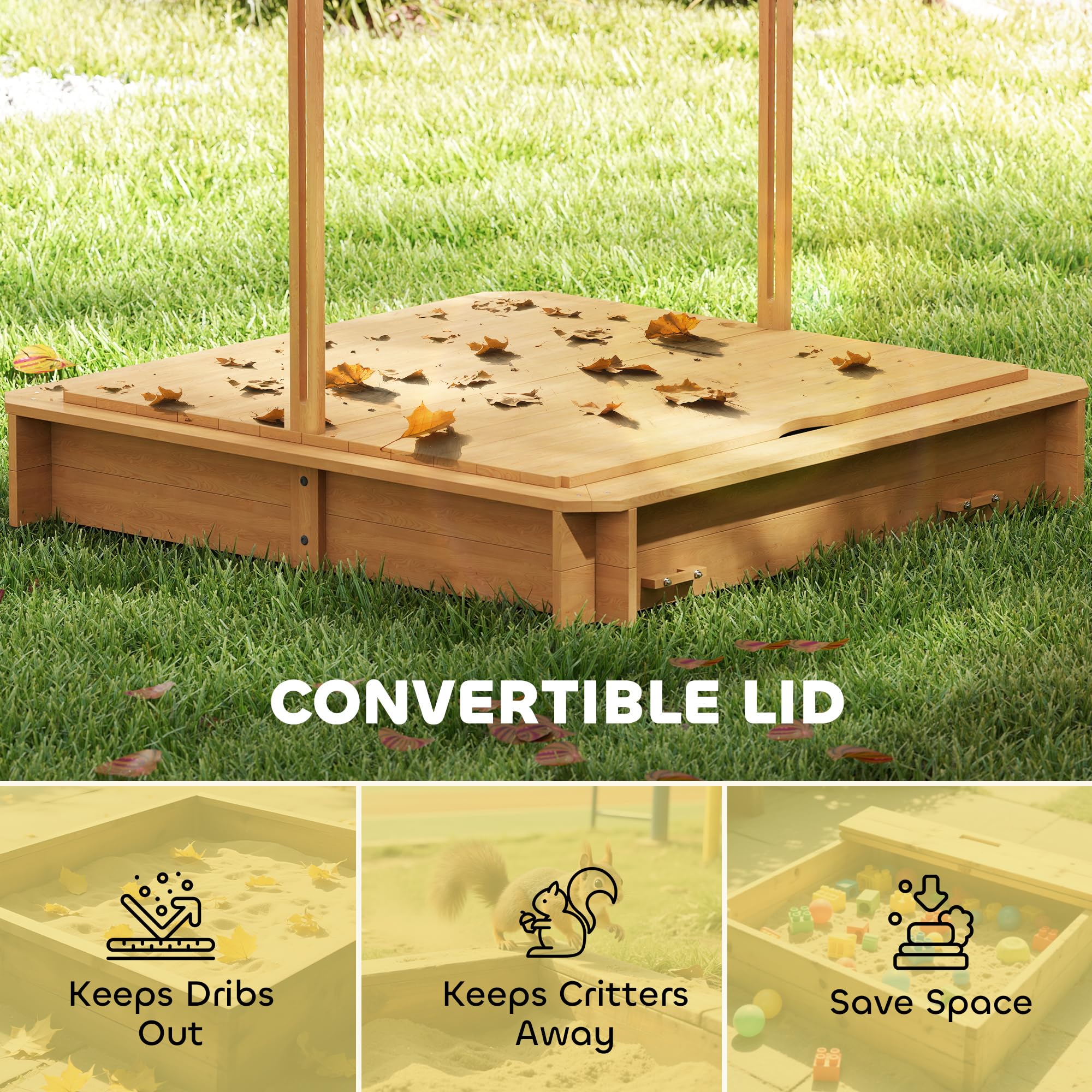 Wooden Sandbox with Canopy and Lid