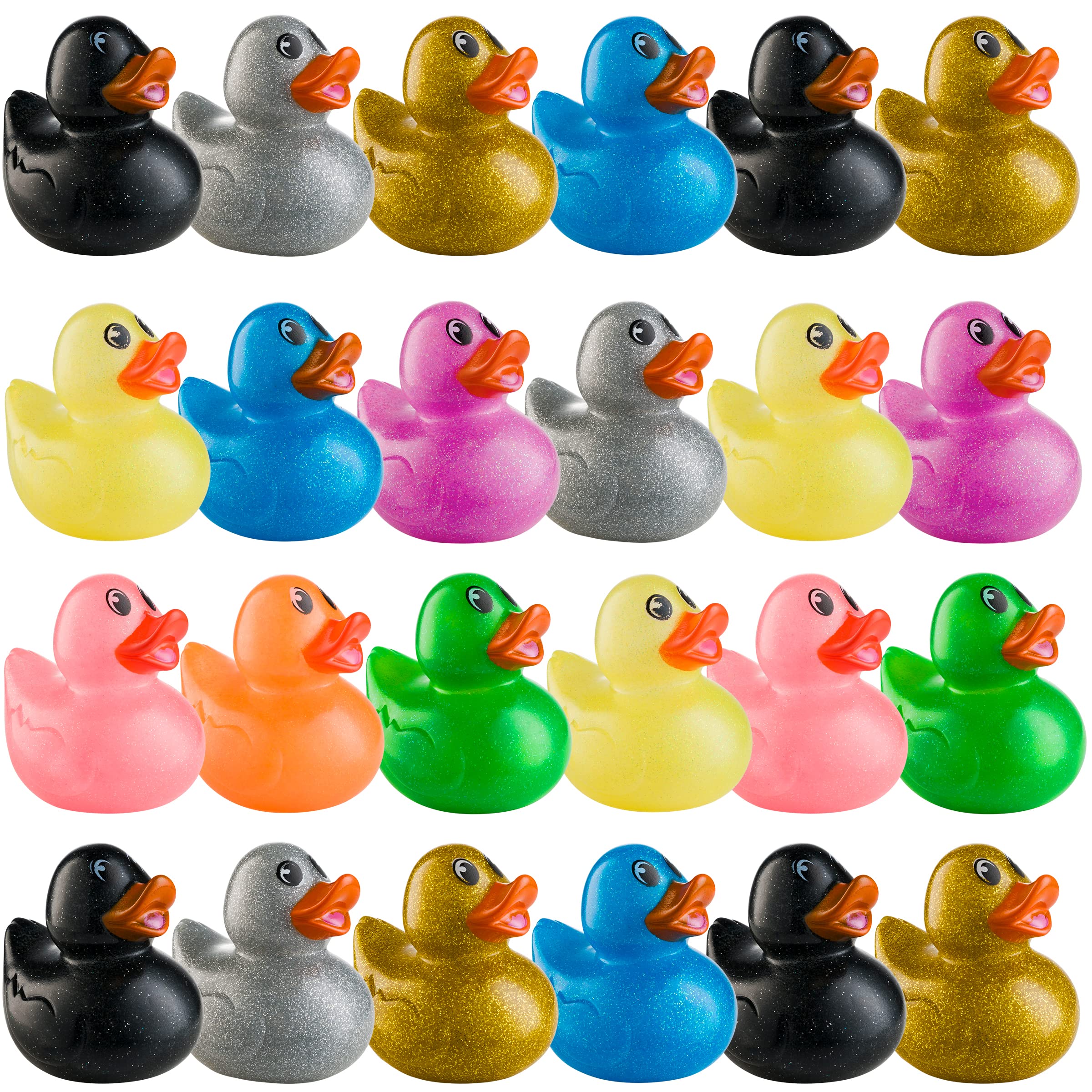 Bedwina Glitter Rubber Ducks in Bulk - (Pack of 600) Assorted 2-inch Duck Toys for Baby Shower Rubber Duckies, Mini Ducks Bath Toy, Birthday Party Favors Ducks
