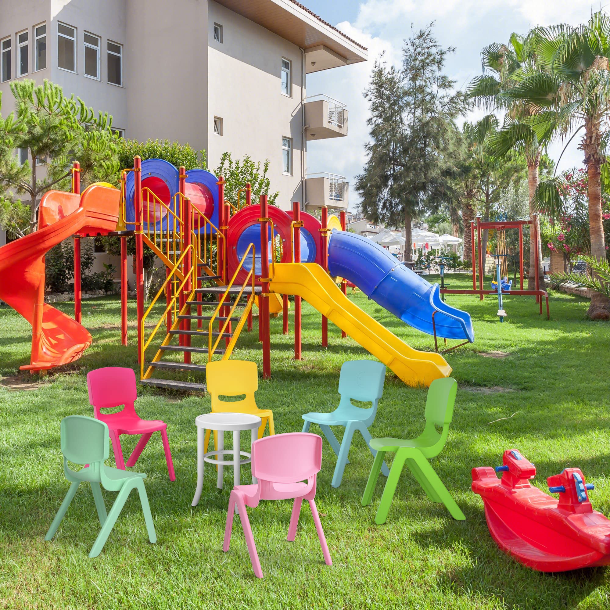 Stackable Kids School Chairs Set of 6 with 11 Inch Seat Height