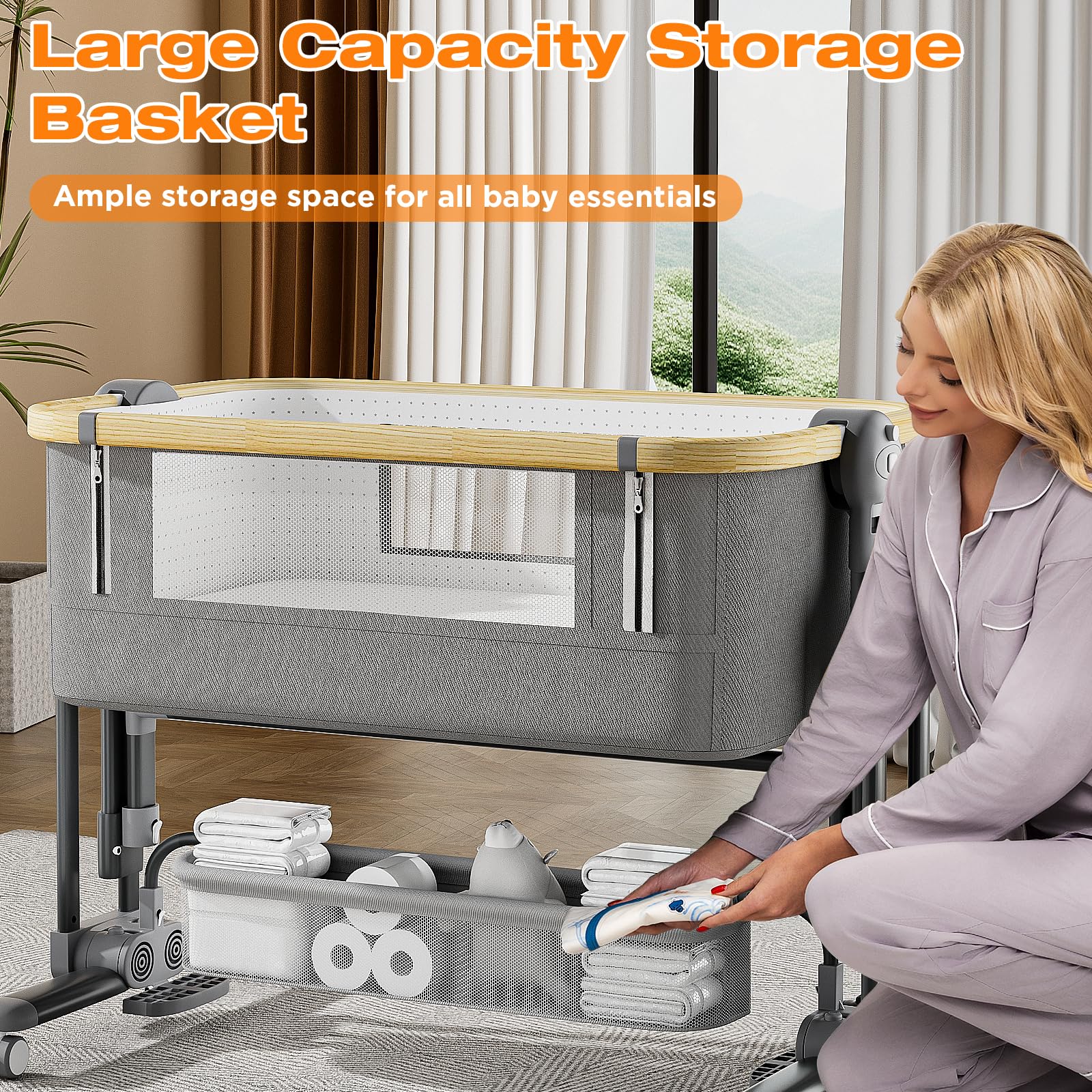 4-in-1 Rocking Bassinet with Adjustable Height