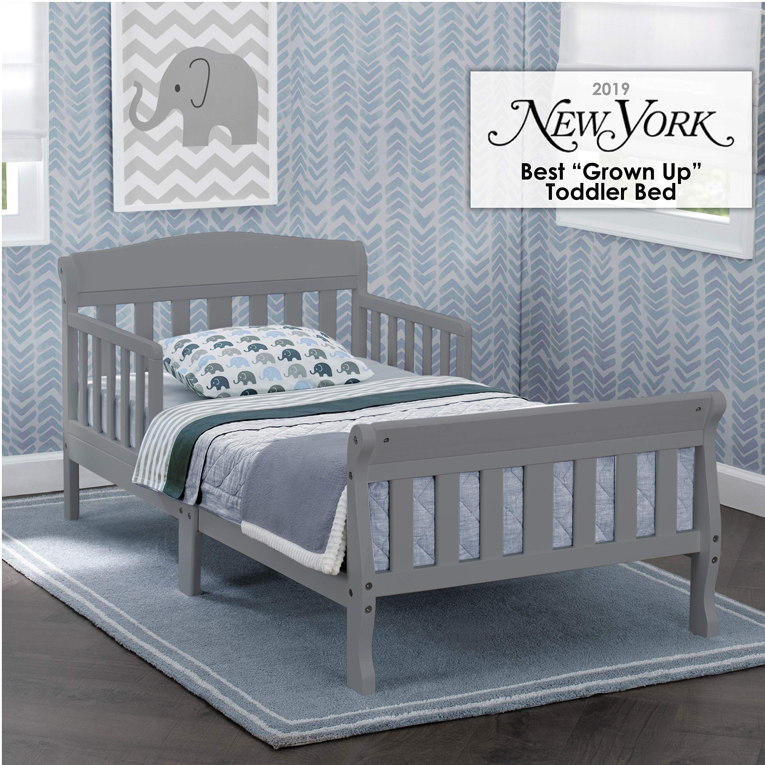 4-Piece Toddler Playroom Set, Grey/White & Canton Toddler Bed