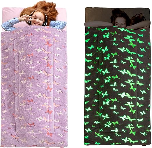 Glow in The Dark Sleeping Bags for 10~12 Years Old Kids, Soft Kids Nap