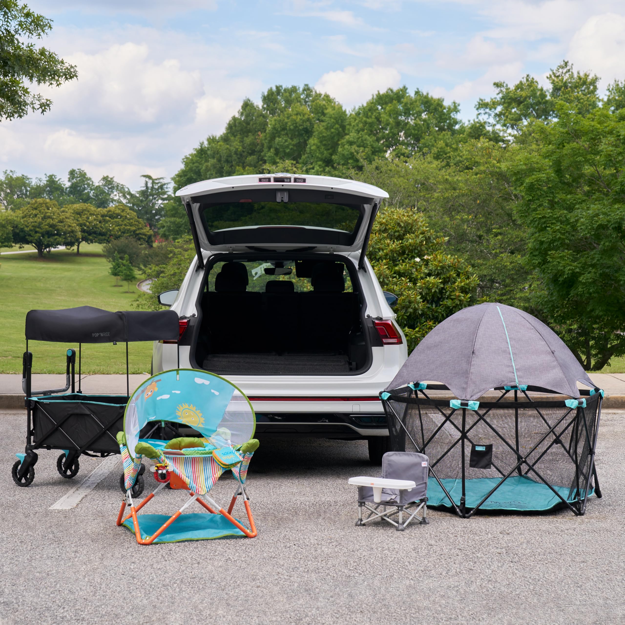 Ingenuity Pop 'N Ride Lightweight Stroller Wagon - Face-to-Face Seats for 2