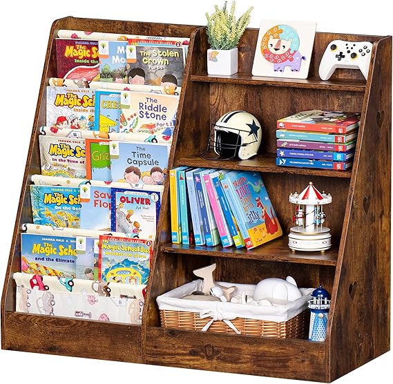 4 Tier Kids Bookshelf and Storage Organizer, Five Layer Sling Children Bookcase