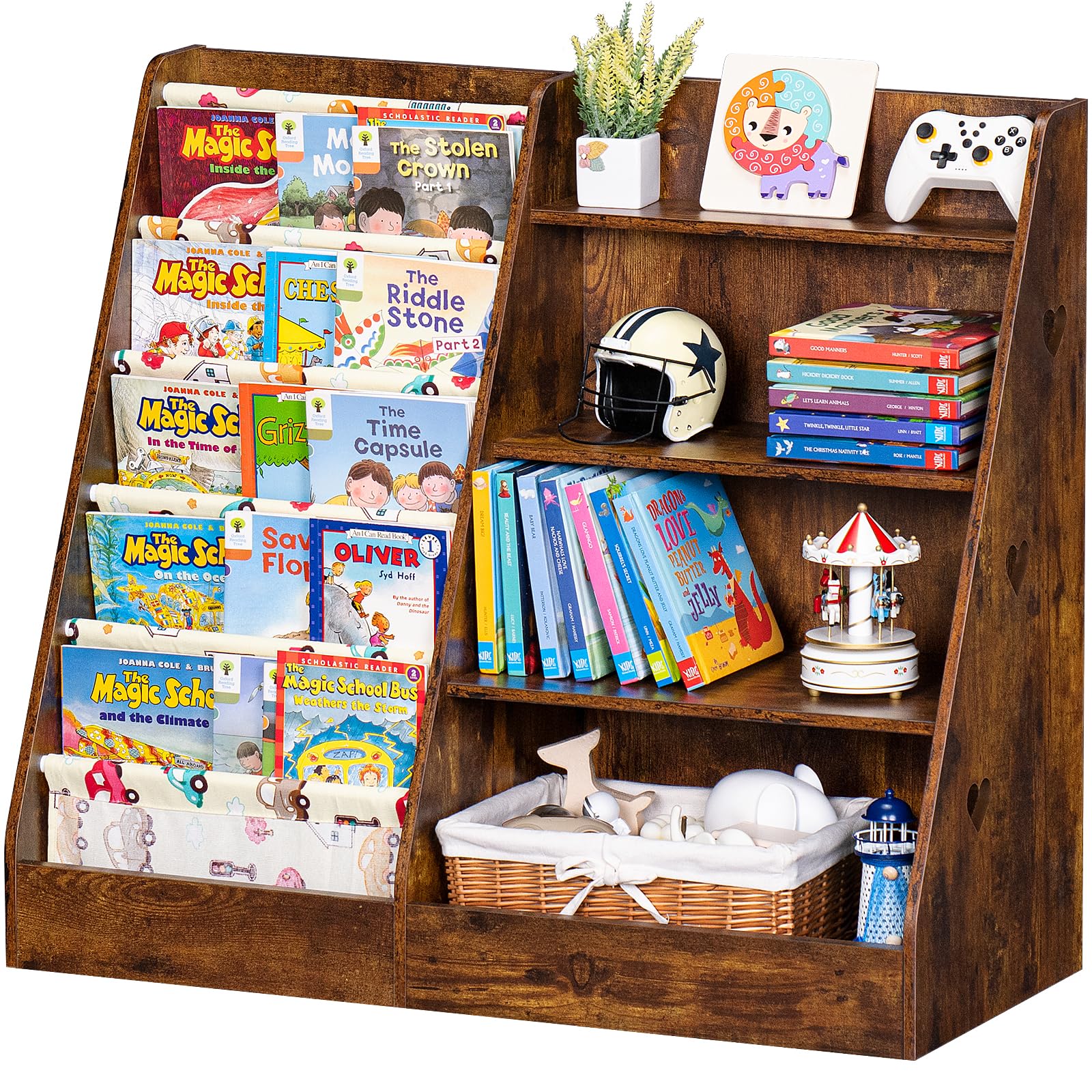 Tier Kids Bookshelf and Storage Organizer, Five Layer Sling Children