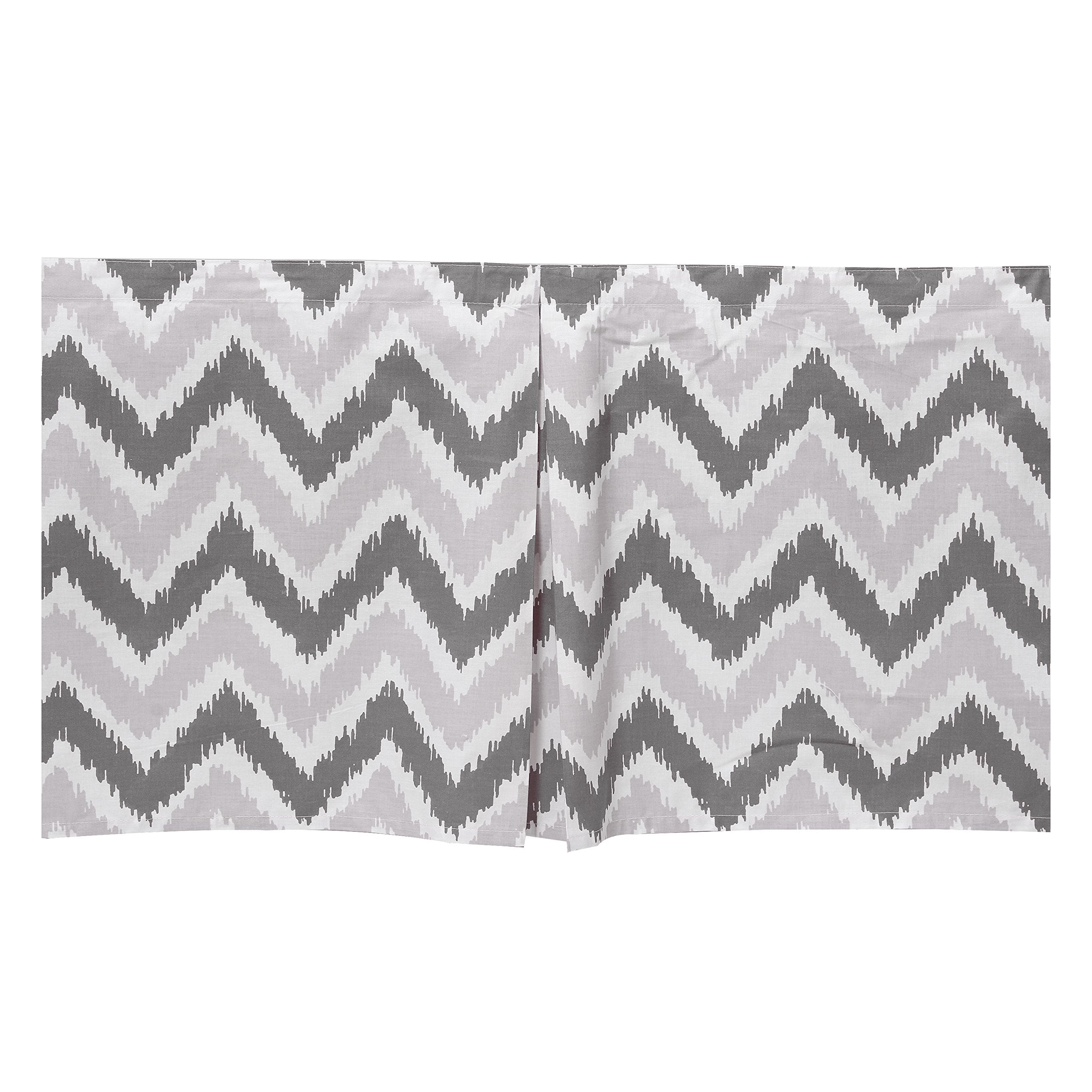 Bacati Ikat Pink/Grey 6 Pc Crib Set with 4 Muslin Swaddling Blankets, Crib Skirt & Solid Crib Fitted Sheet