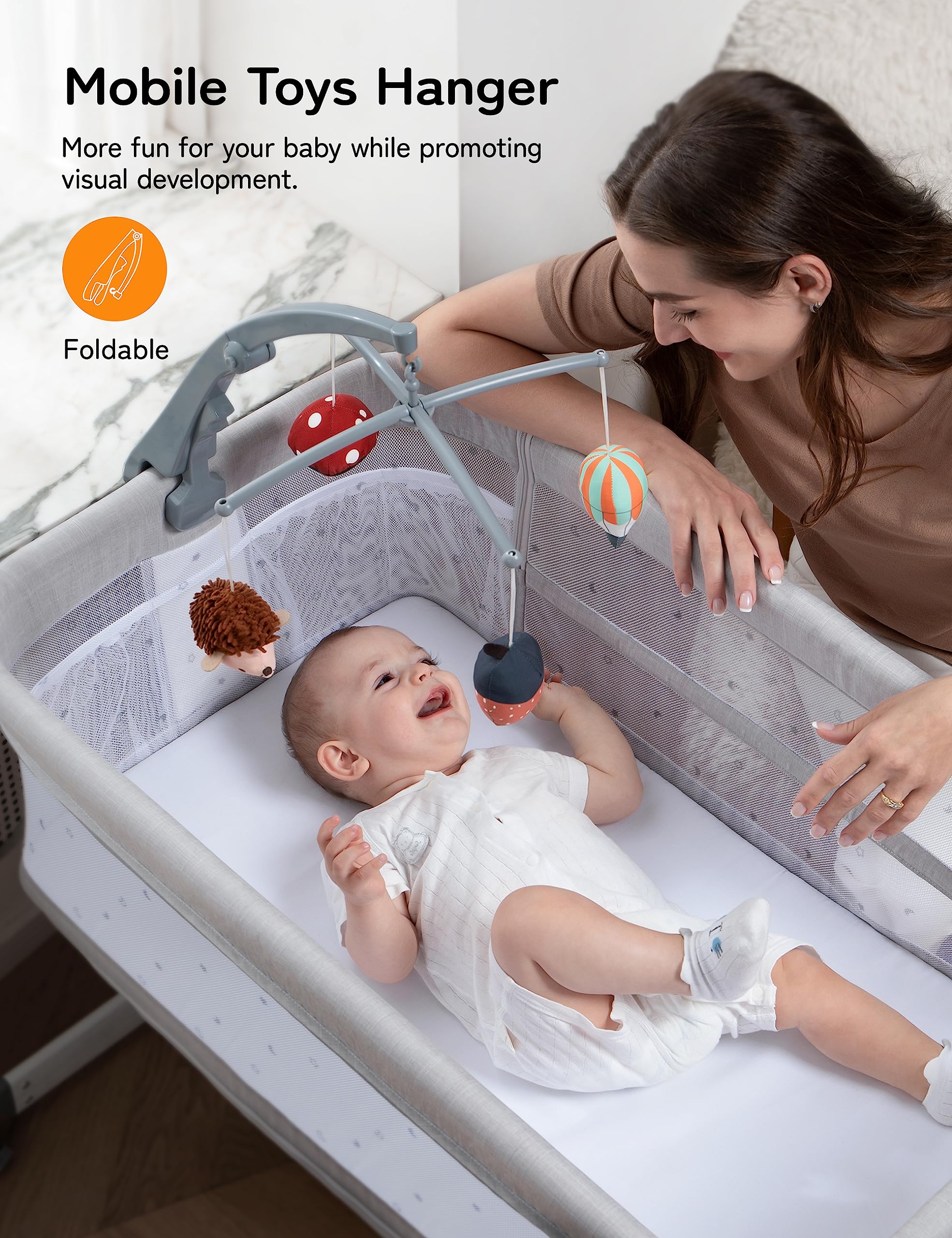 5-in-1 Baby Bassinet Bedside Sleeper with Adjustable Height