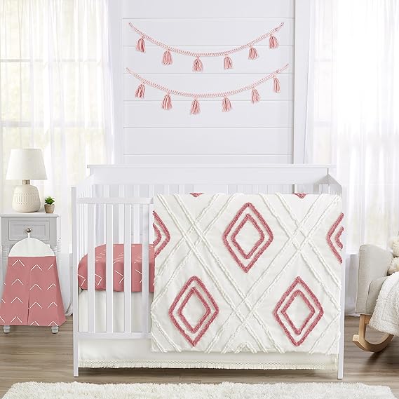 4-Piece Baby Crib Bedding Set (Boho Chic) for Boys or Girls