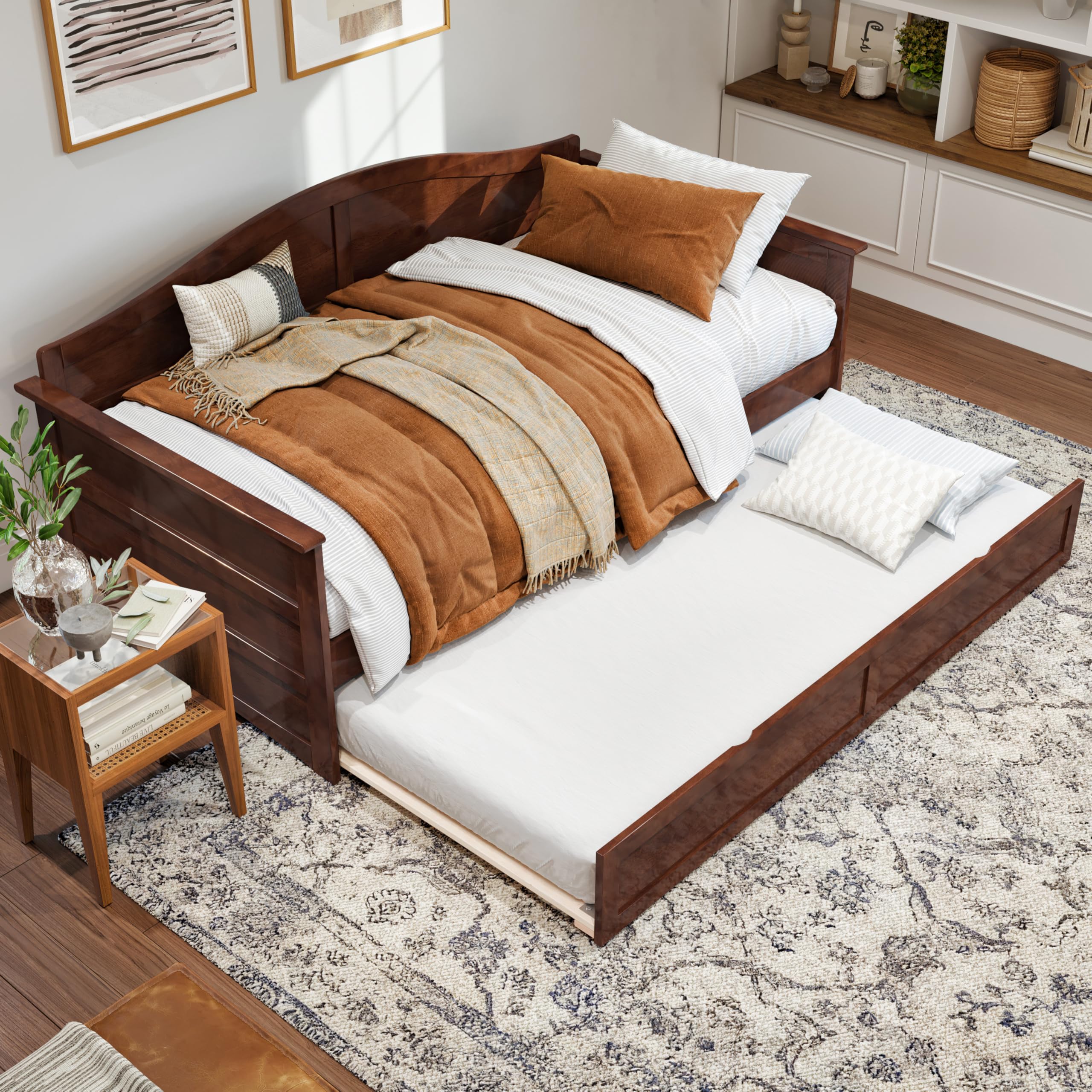 Acadia Twin Size Wood Daybed Frame with Twin Trundle