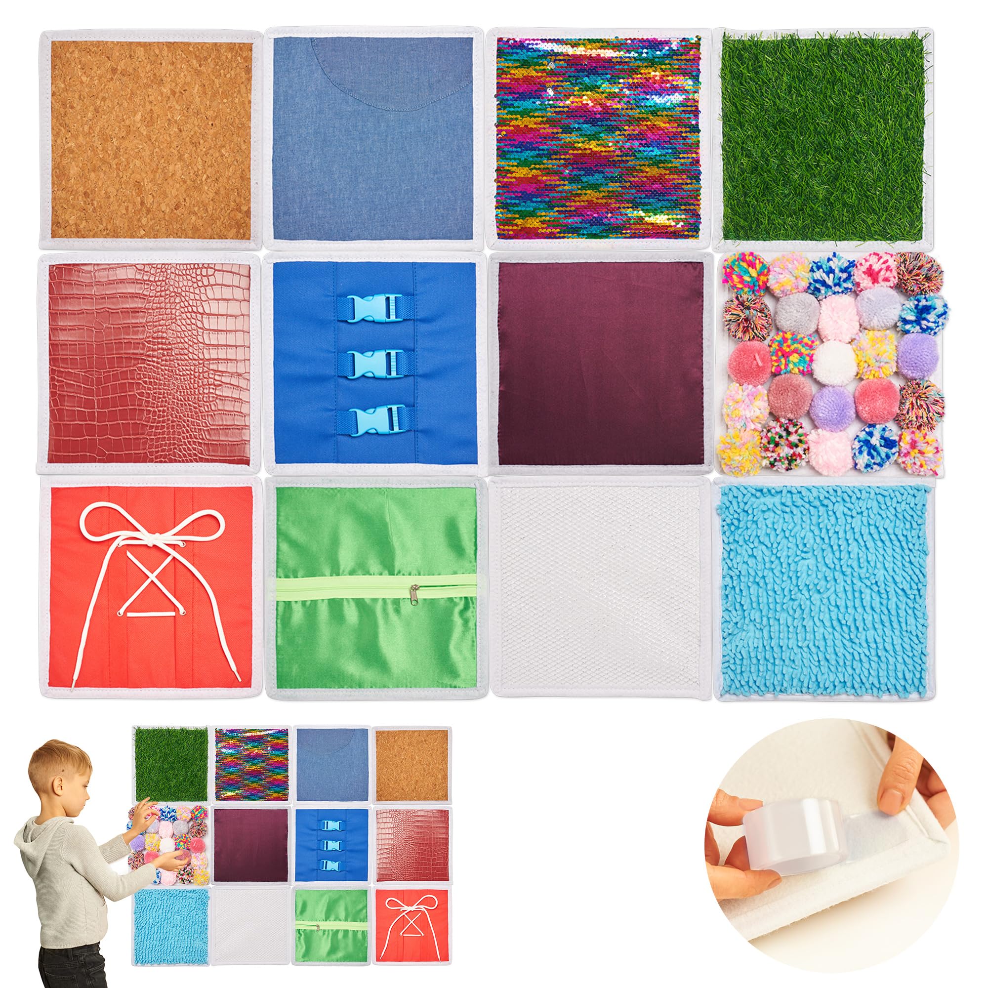 Panel for Kids | 12 Pcs Sensory Squares | Sensory Tiles for Wall and Floor