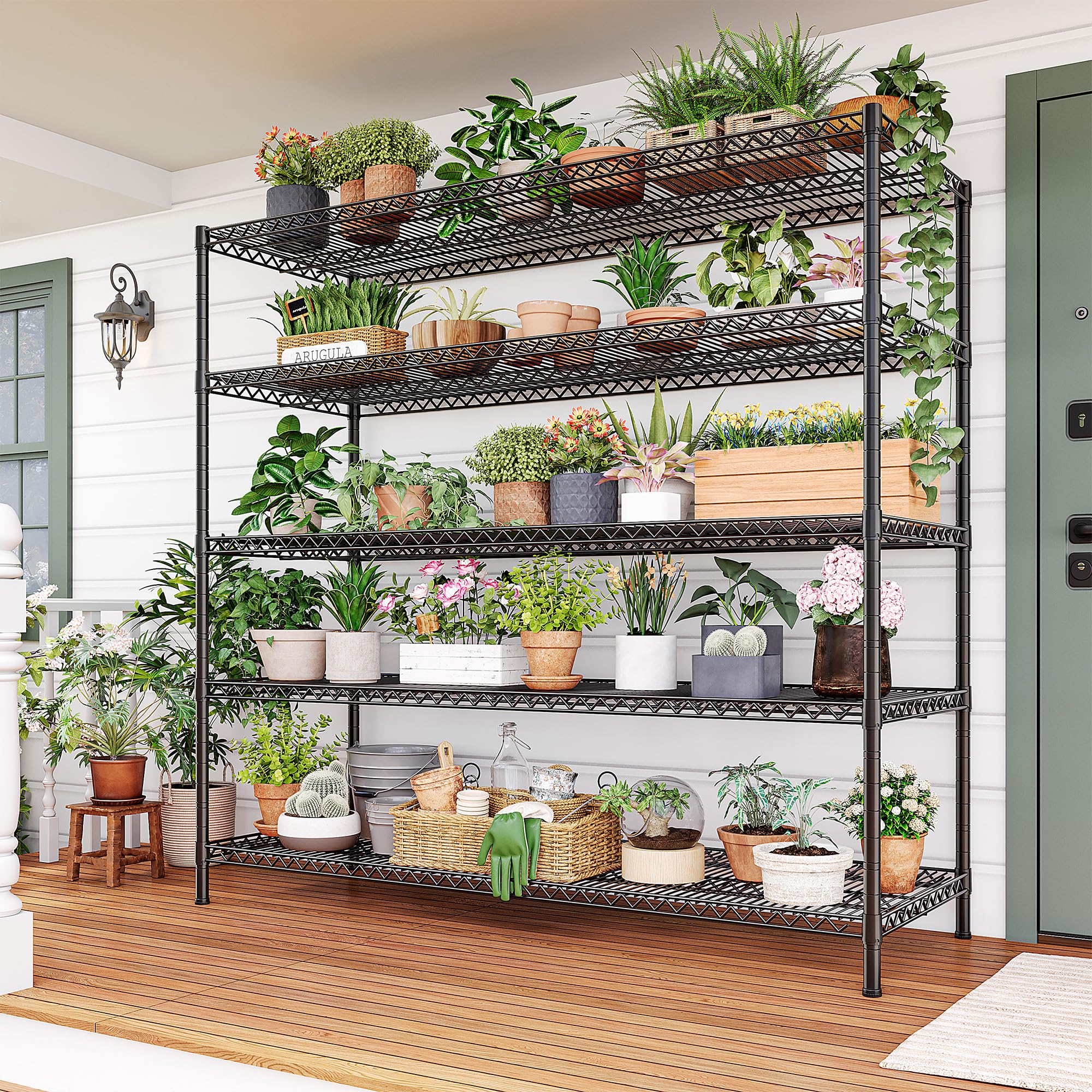 55.5" W Storage Shelves 3200LBS Metal Shelving 5 Tier Wire