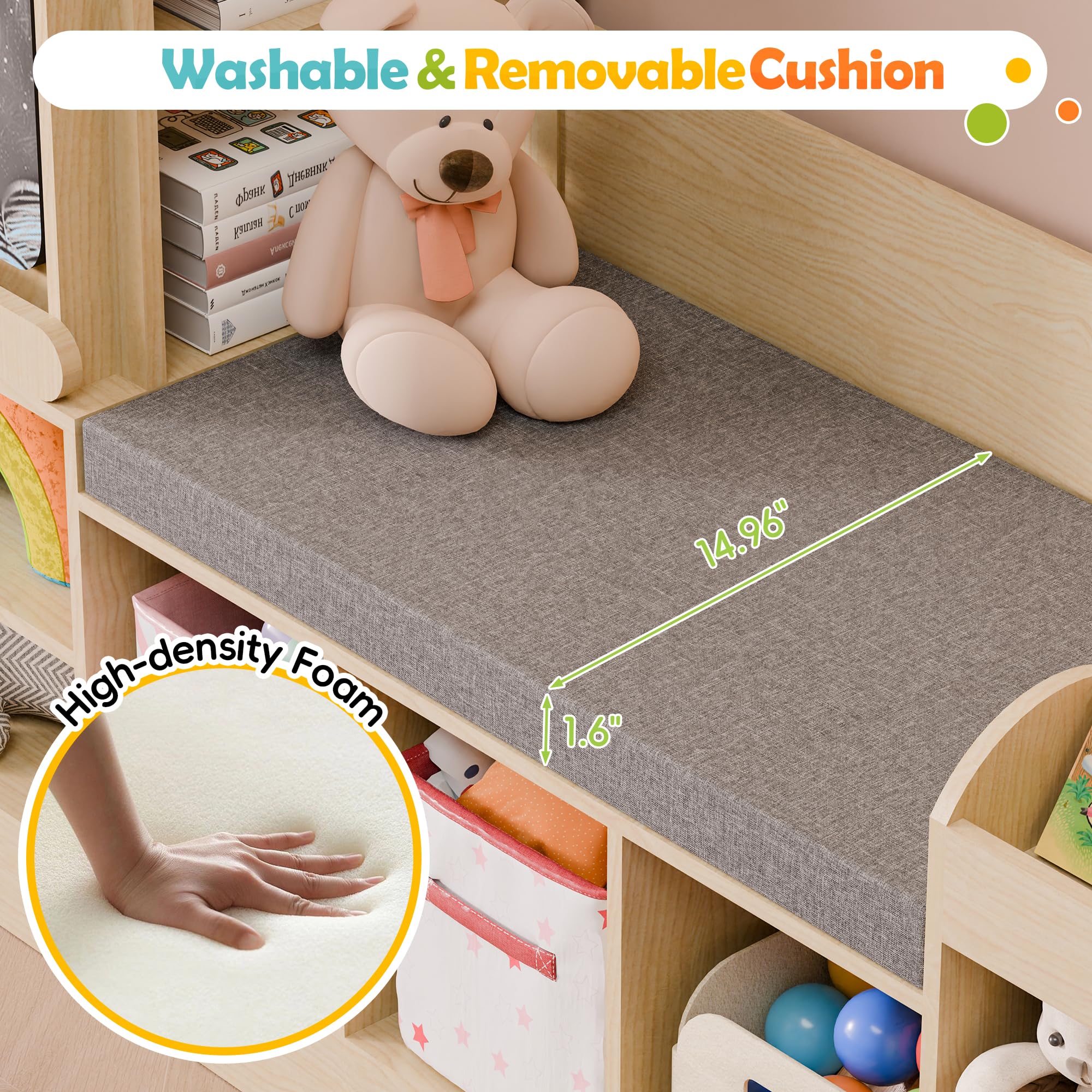Kids Bookshelf with Reading Nook and Storage