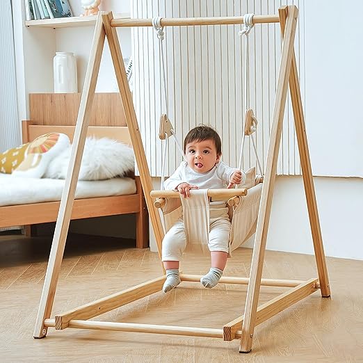Spruce Baby and Toddler Foldable Swing Set with Stand - Premium Montessori