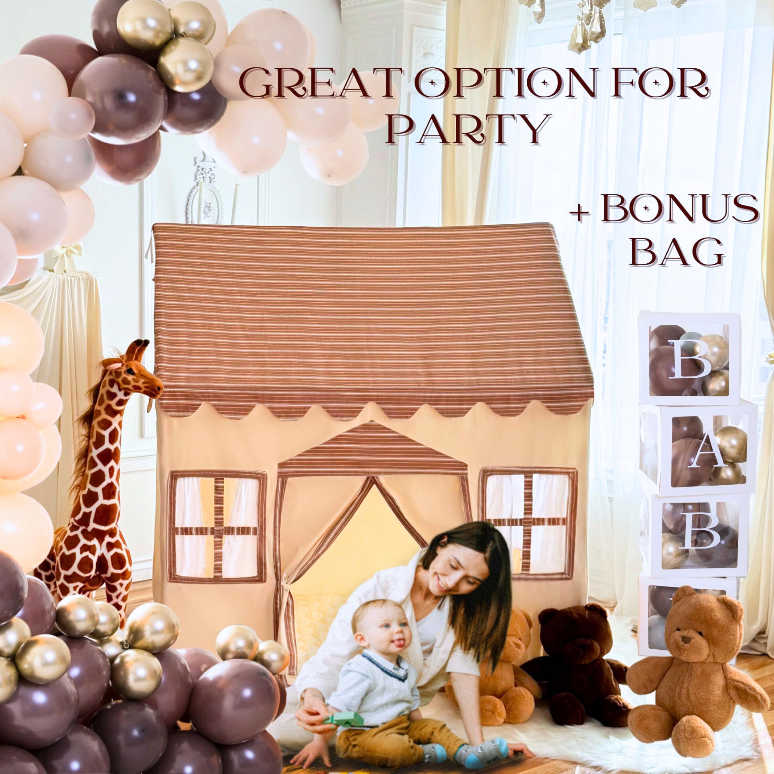 Large Cotton Kids Playhouse Tent with LED Lights