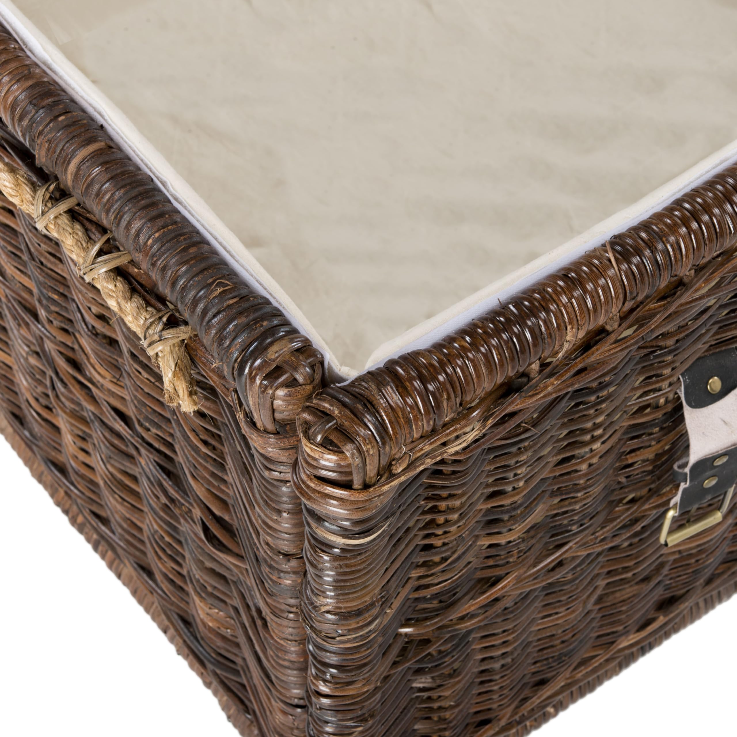46" Wicker Storage Trunk Collapsible Brown Rattan