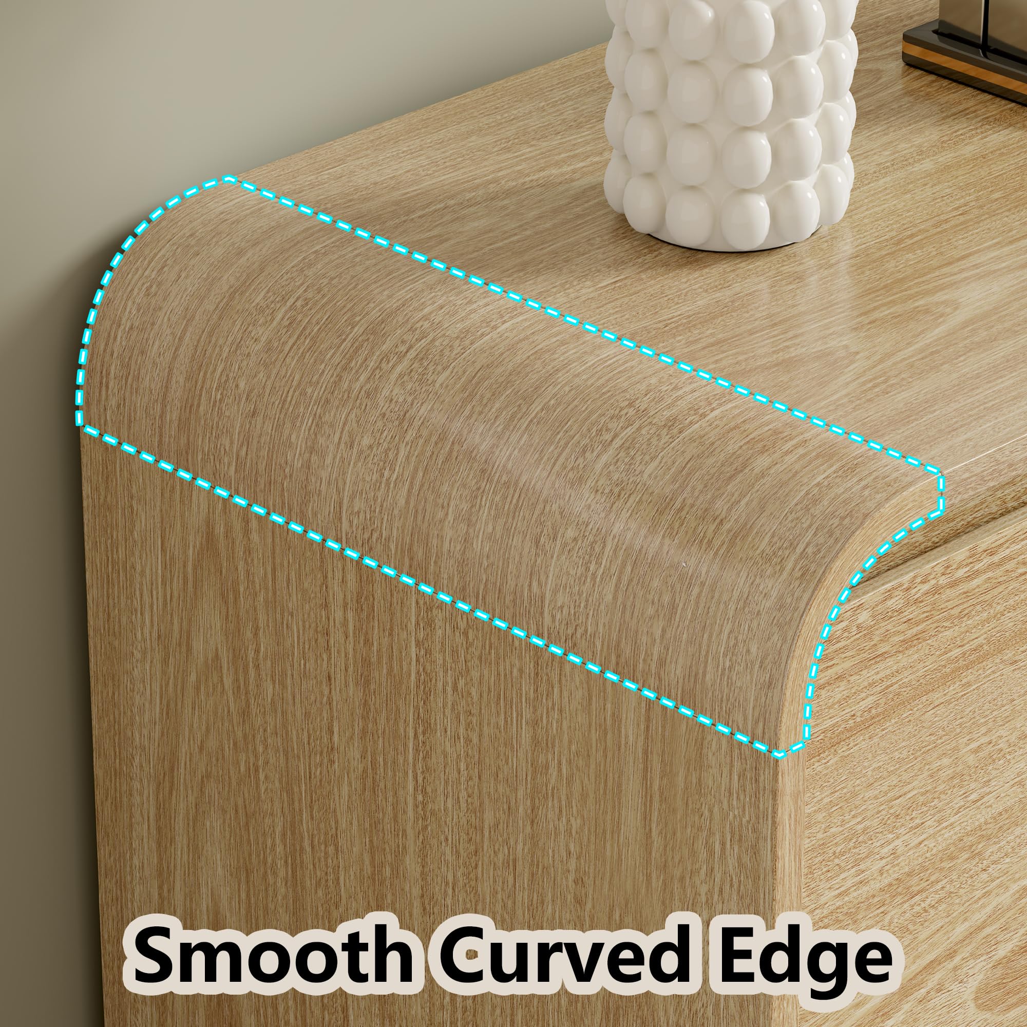 6 Drawer Curved Dresser for Bedroom Storage