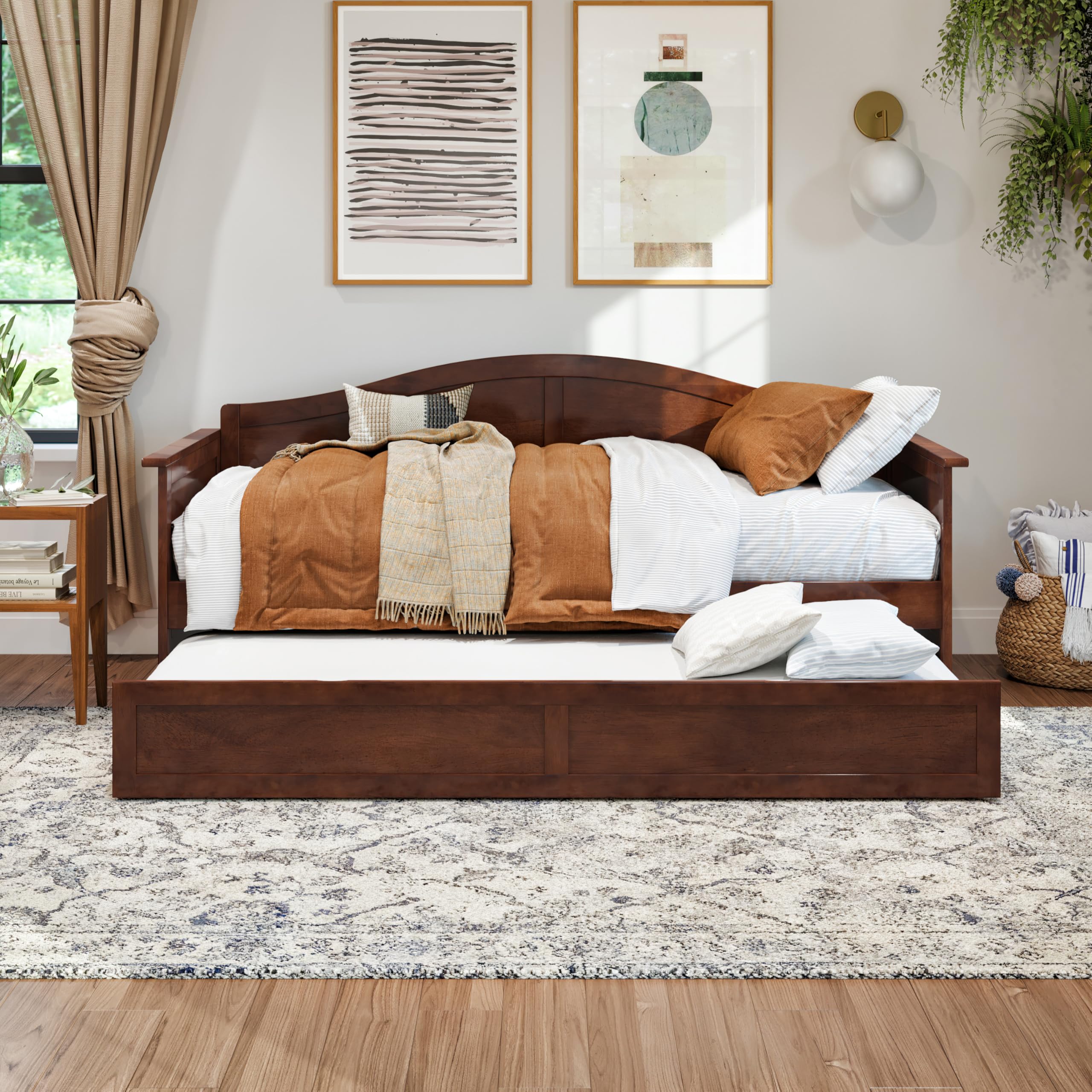 Acadia Twin Size Wood Daybed Frame with Twin Trundle