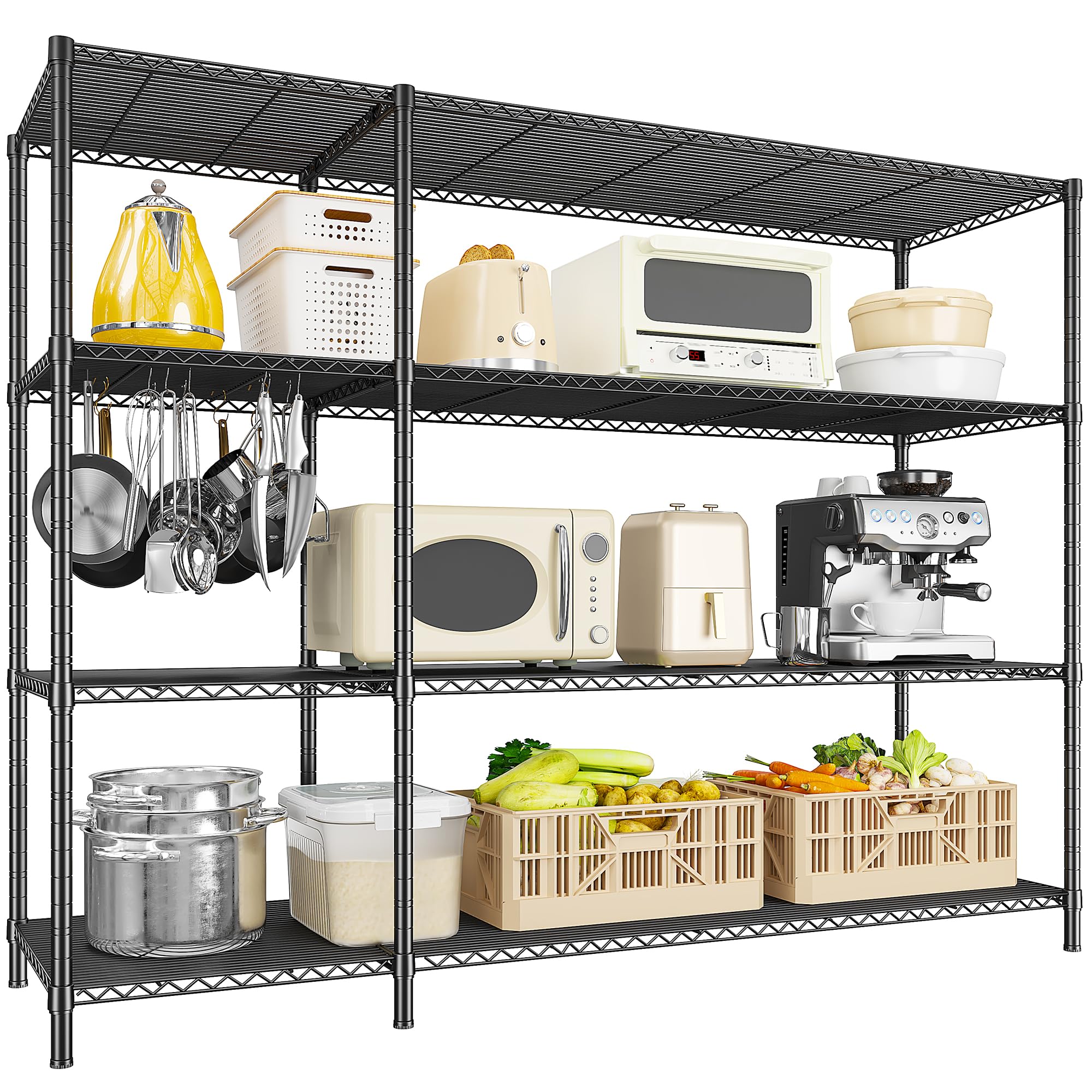 52.36''W Storage Shelves Metal Shelving Unit Load