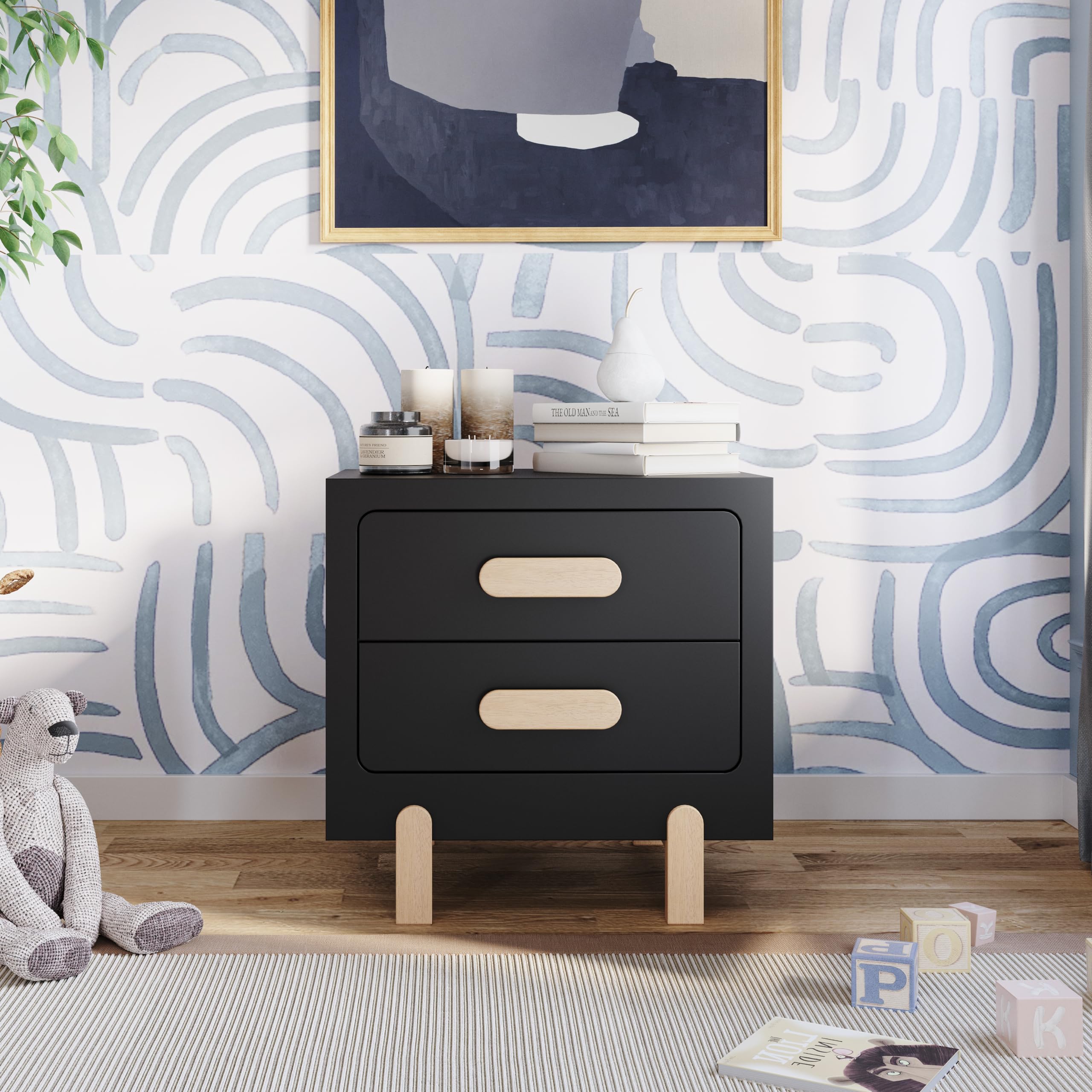 4-in-1 Convertible Crib with Chest and Nightstand Set