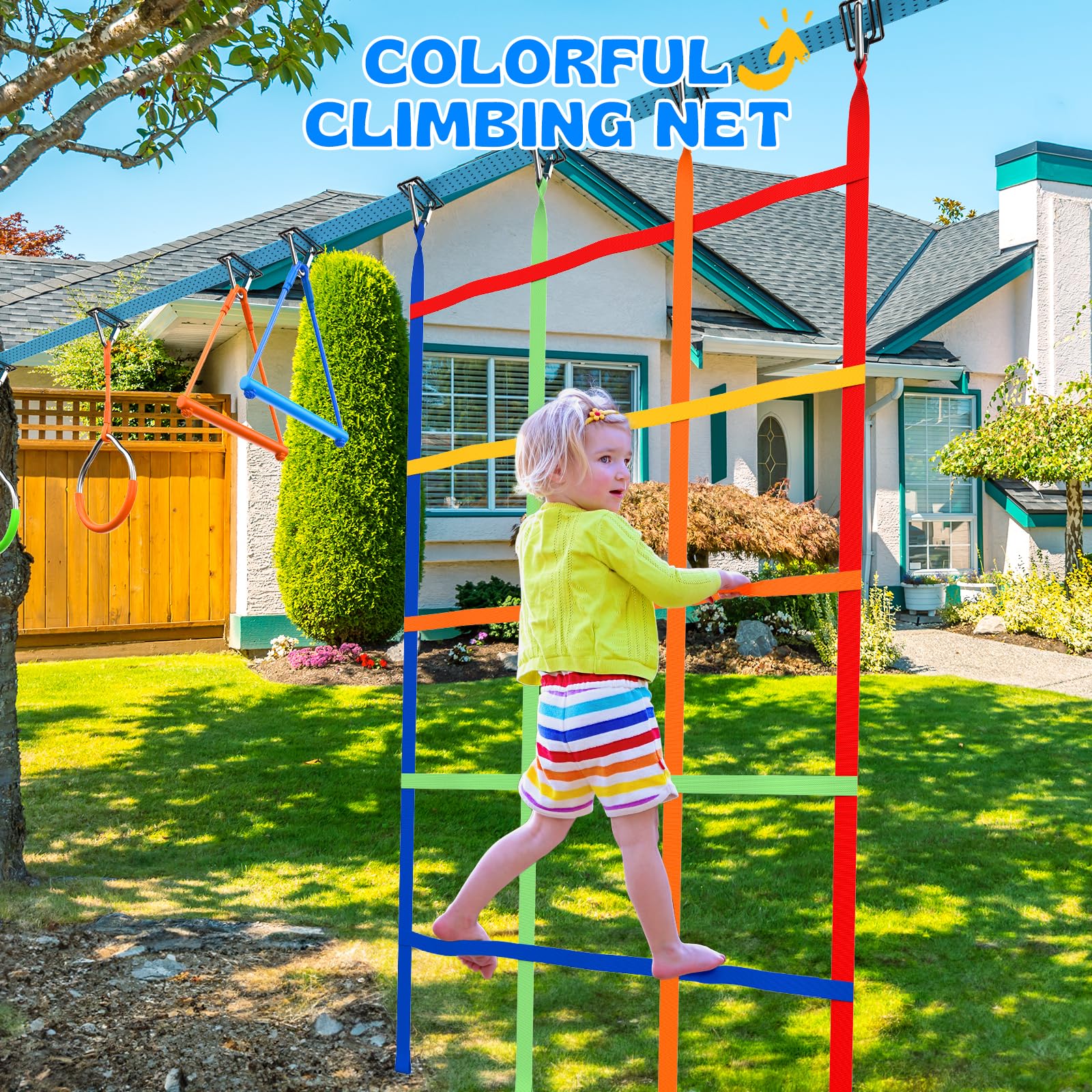 Ninja Warrior Obstacle Course with Swing Set for Kids