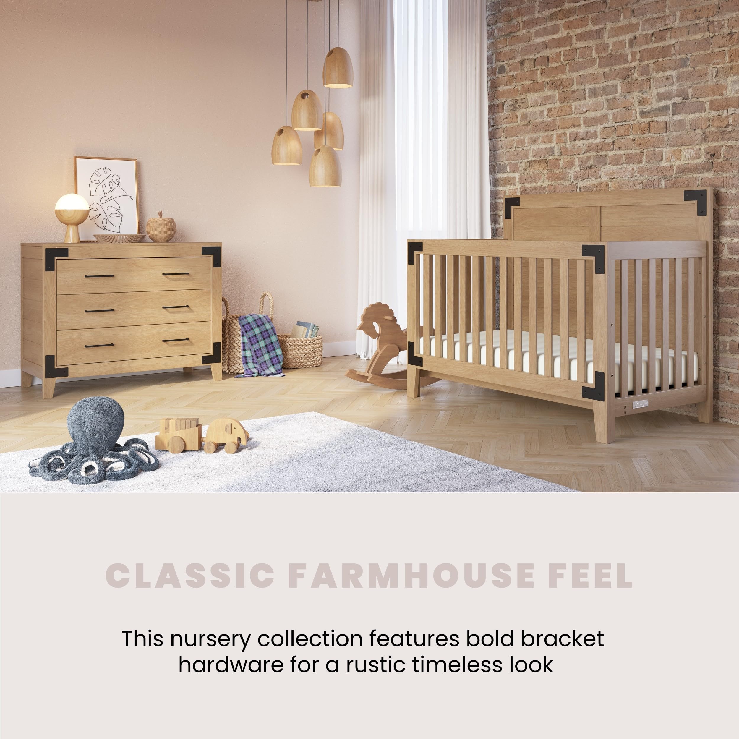 4-in-1 Convertible Baby Crib with Adjustable Mattress