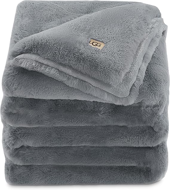 Euphoria Plush Faux Fur Throw Blanket Medium Weight Reversible Luxury Soft