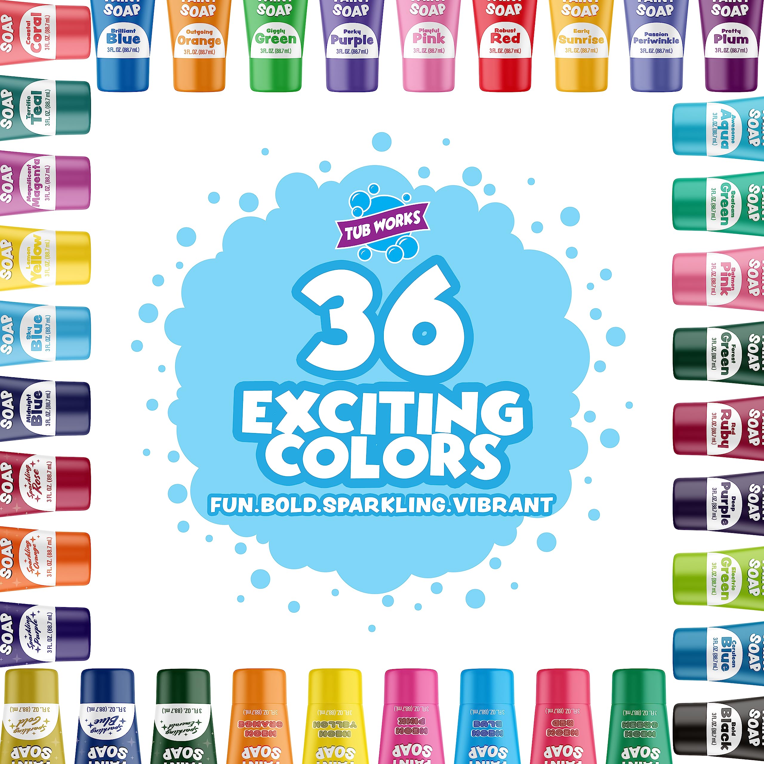 Bath Paint Soap, 36 Pack | Non-Toxic, Washable Bath Paint