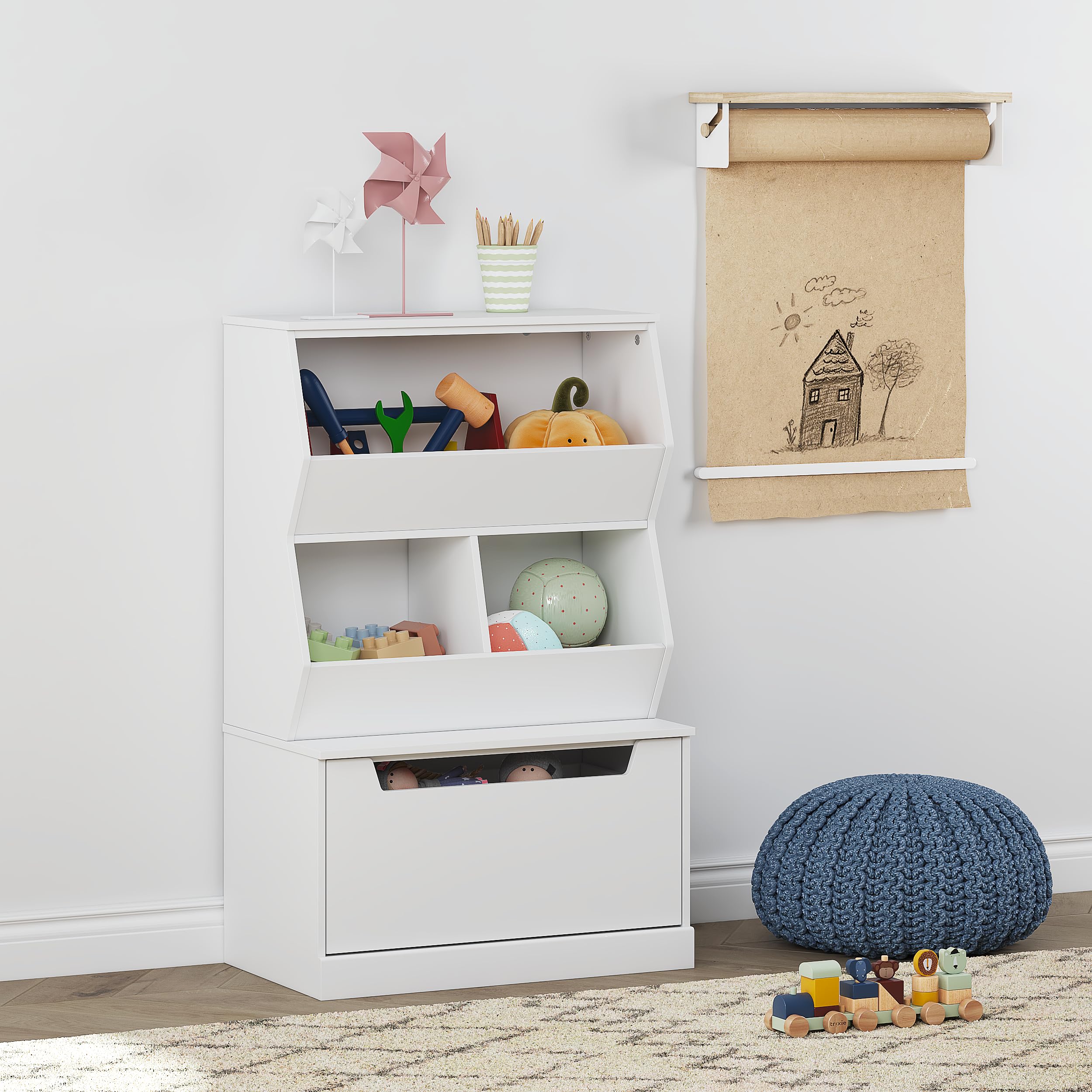 Kids Toy Storage Cabinet and Organizer with Drawers