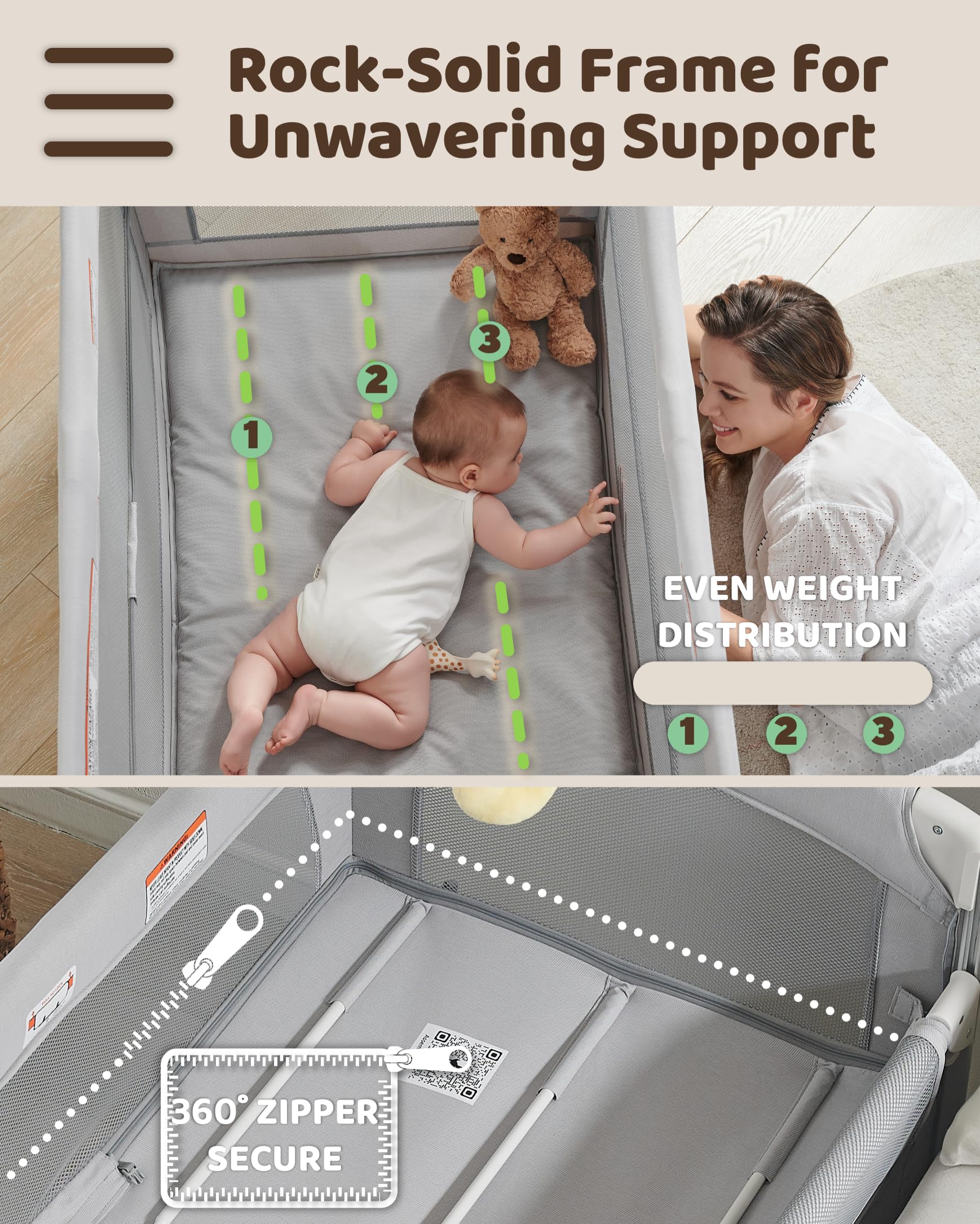 4-in-1 Baby Bassinet Bedside Sleeper with Changing Table