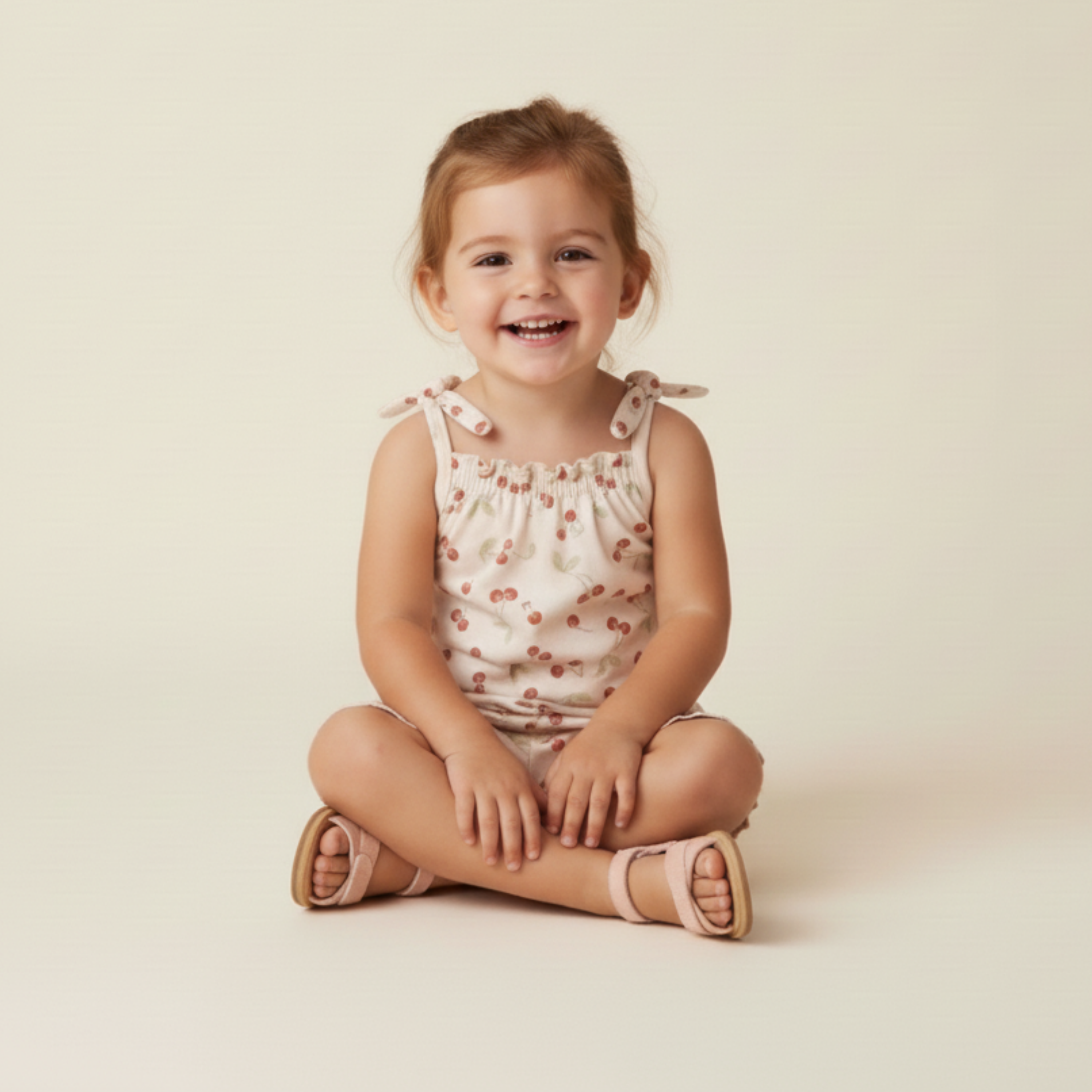 Organic Ruffle Jumpsuit - Cherry