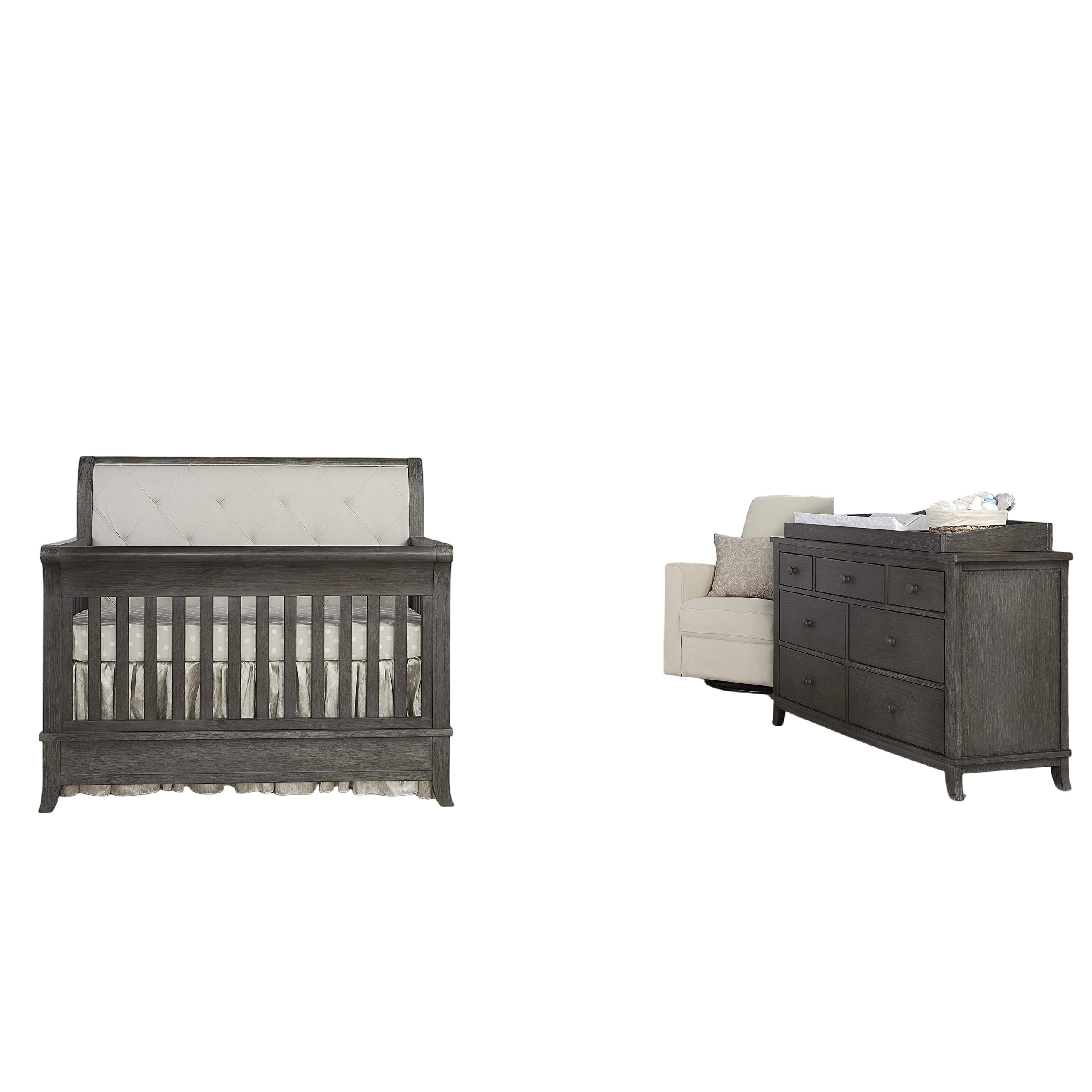 Amsterdam 5-in-1 Convertible Crib, Smokey Brushed Grey