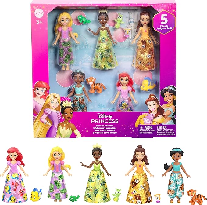 Disney Princess Toys, Ultimate Princess Pack with 12 Small Posable Dolls in Signature Outfits