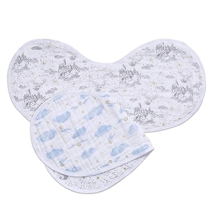Burpy Bib, 100% Cotton Muslin, Soft Absorbent 4 Layers, Multi-Use Burp Cloth and Bib