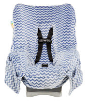 Liner - Blue Chevron Minky - Great for Winter Weather - Universal FIT - Crash Tested